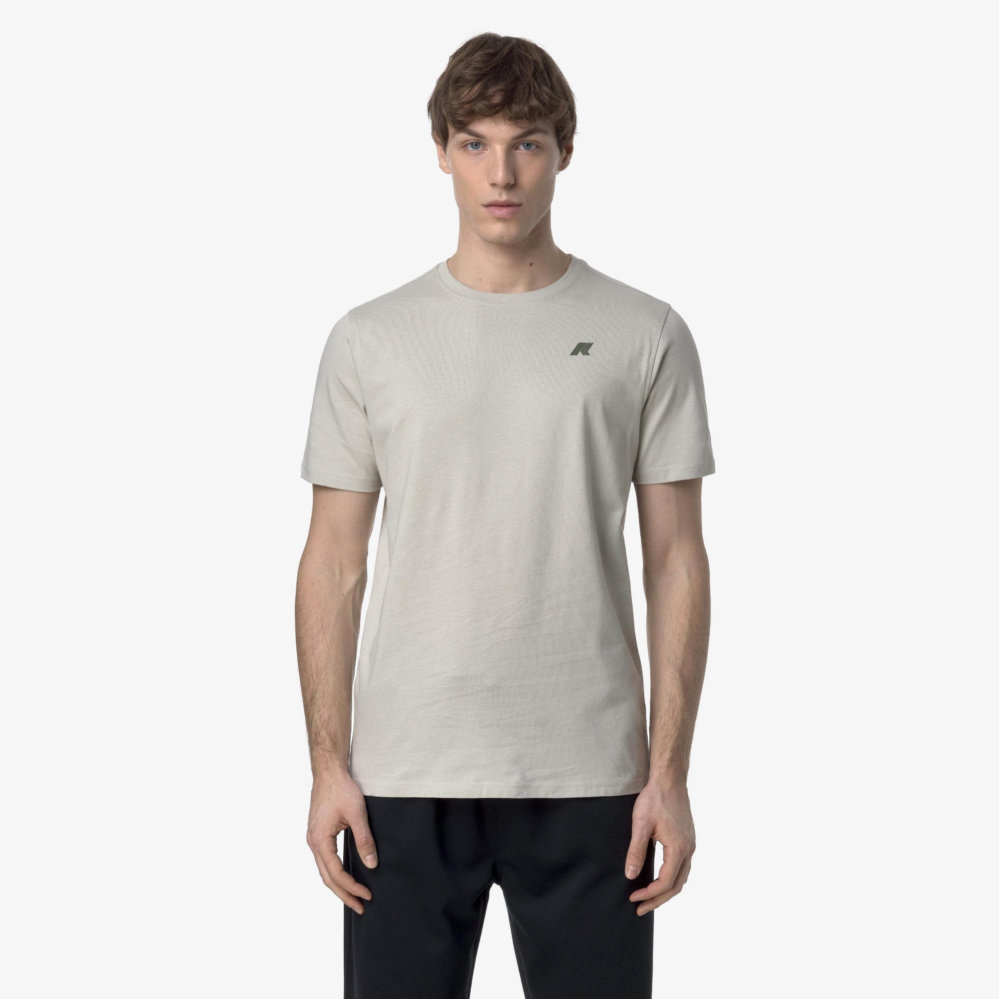 T-shirt casual da uomo in cotone beige con stampa grafica K3138LW 634 K-WAY 