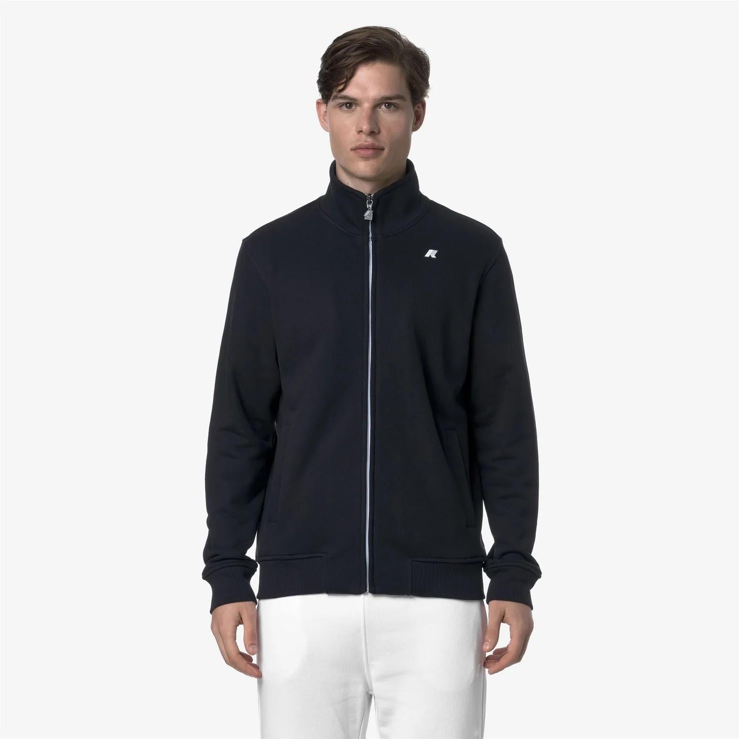 Giacca in pile casual da uomo blu con collo alto e tasche K31366W K89 K-WAY 