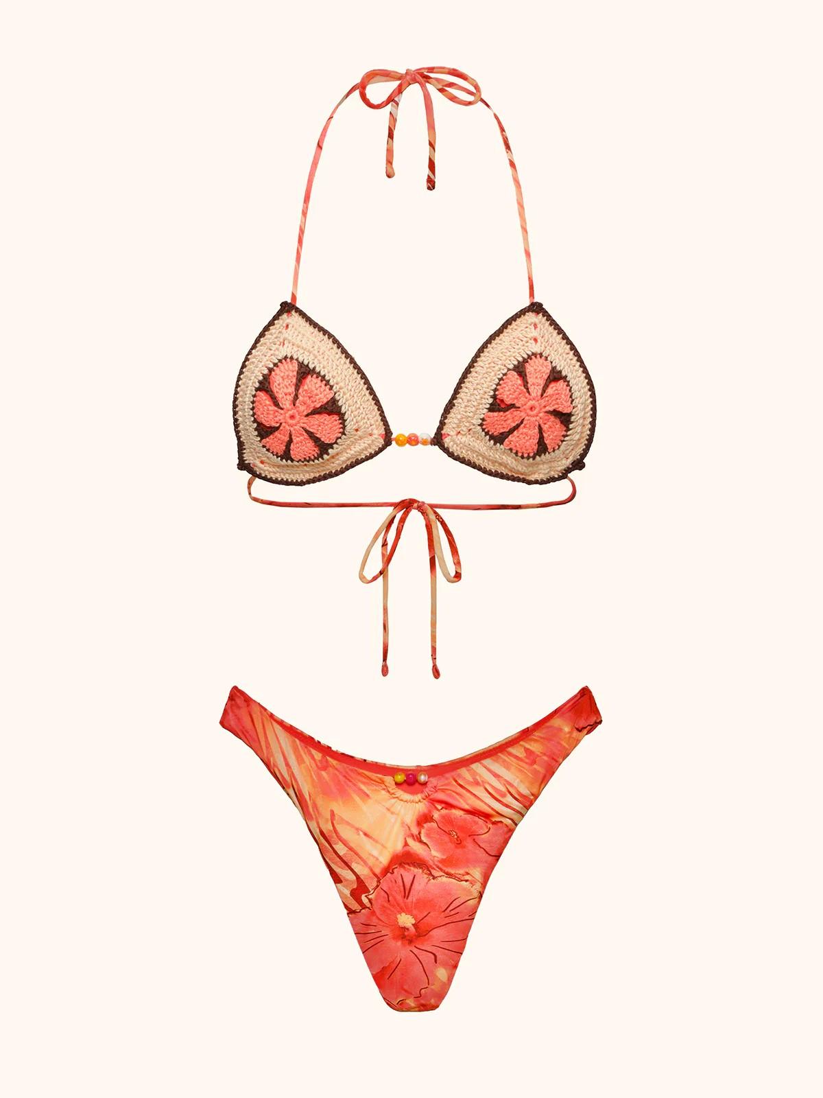 Triangolo in uncinetto e slip in jersey in lycra MF26SW0301X 11 ME FUI 