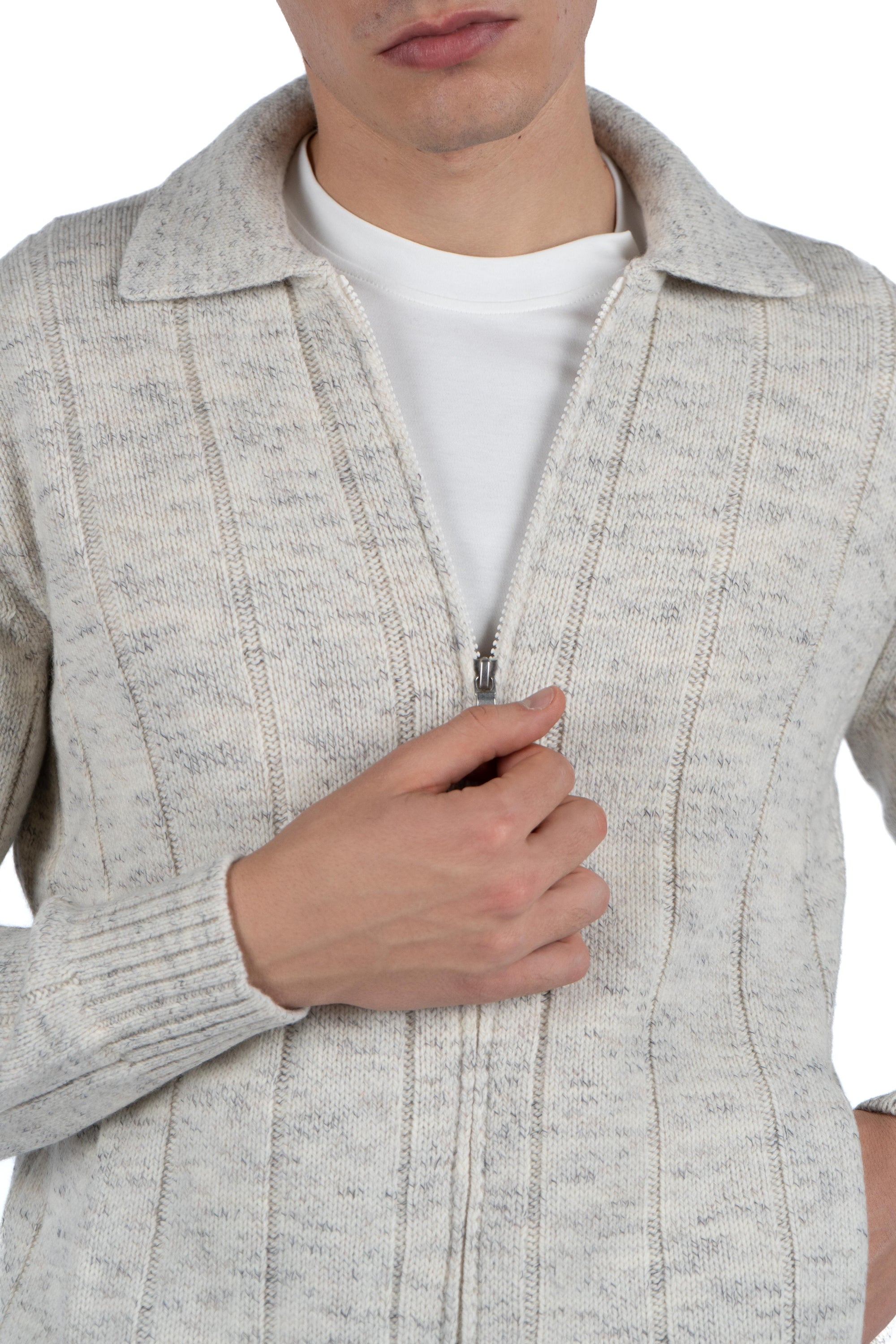 Maglione zip in maglia a coste 13135/25801 006 GRAN SASSO 