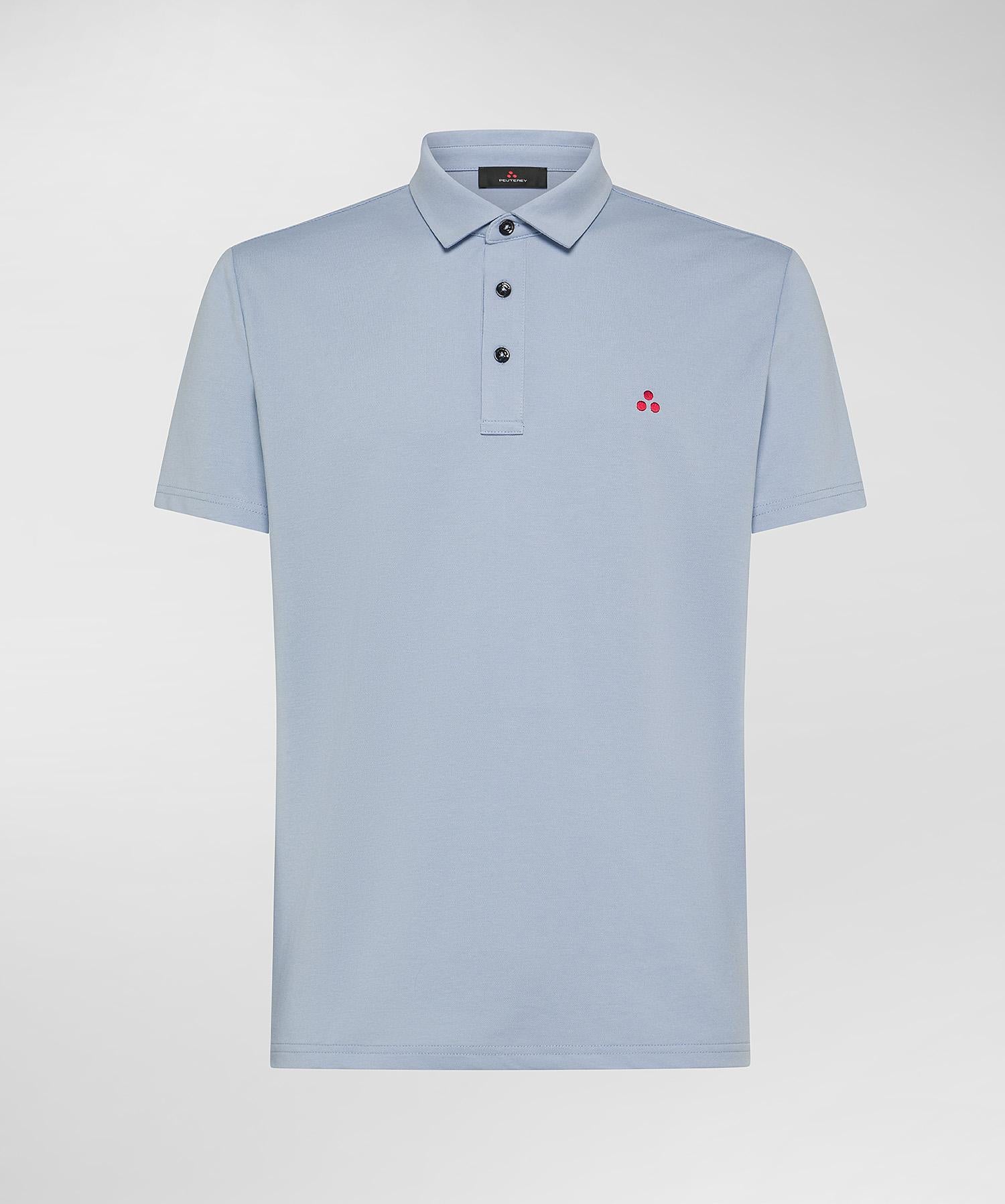 Mezzola 02 Polo in Piqué di cotone stretch blu fumo PEU5471 289 PEUTEREY 