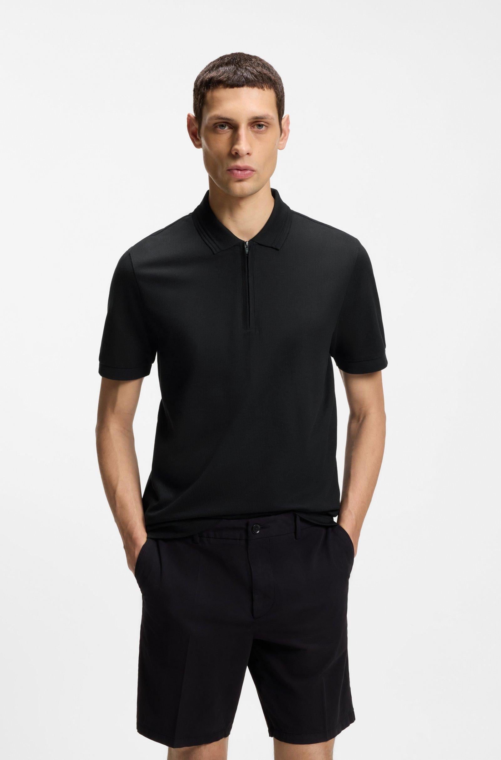 Polo in misto cotone con chiusura con zip 50554614 001 BOSS 