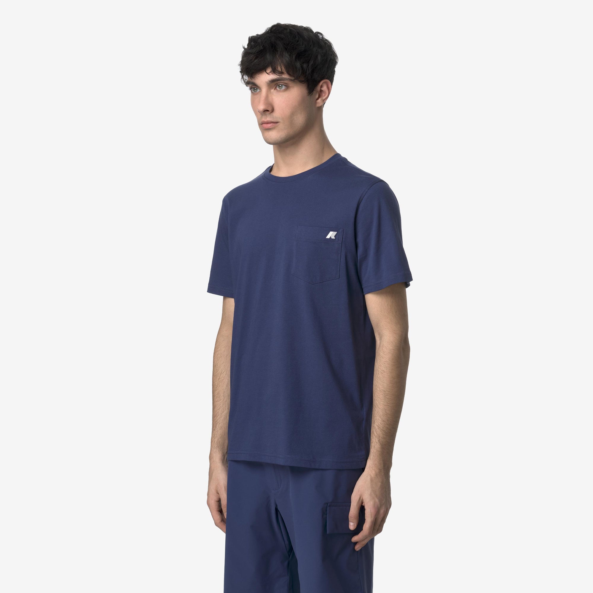 T-Shirt in Cotone Slim Fit Uomo blu cobalto con Taschino K31368W 867 K-WAY 