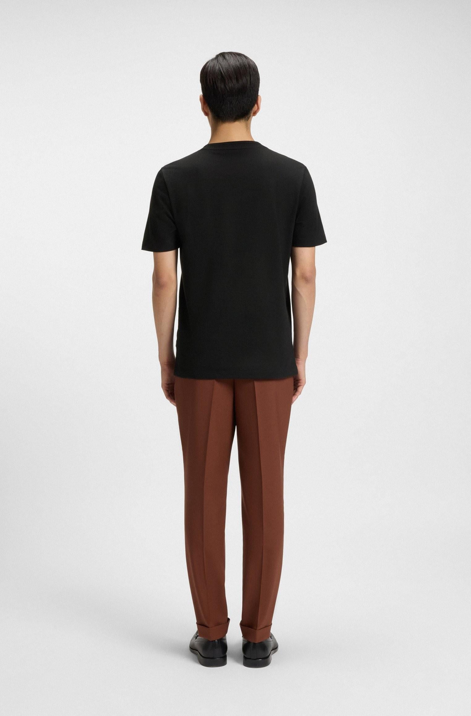 T-shirt in misto cotone con lavorazione jacquard a bolle 50452680 001 BOSS 