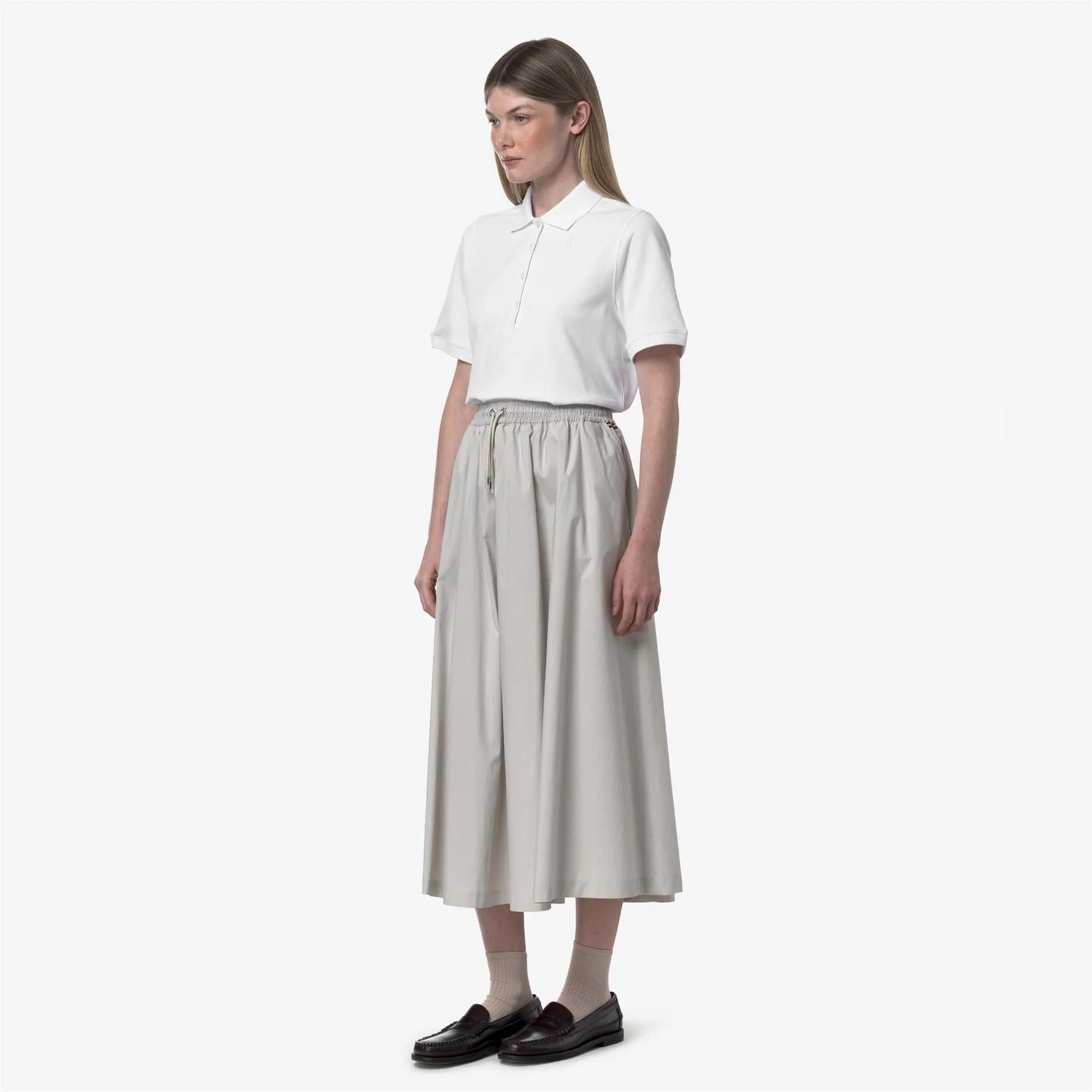 Gonna lunga casual Mosella Light Poplin Tech donna beige con vita regolabile K4147DW 634 K-WAY 