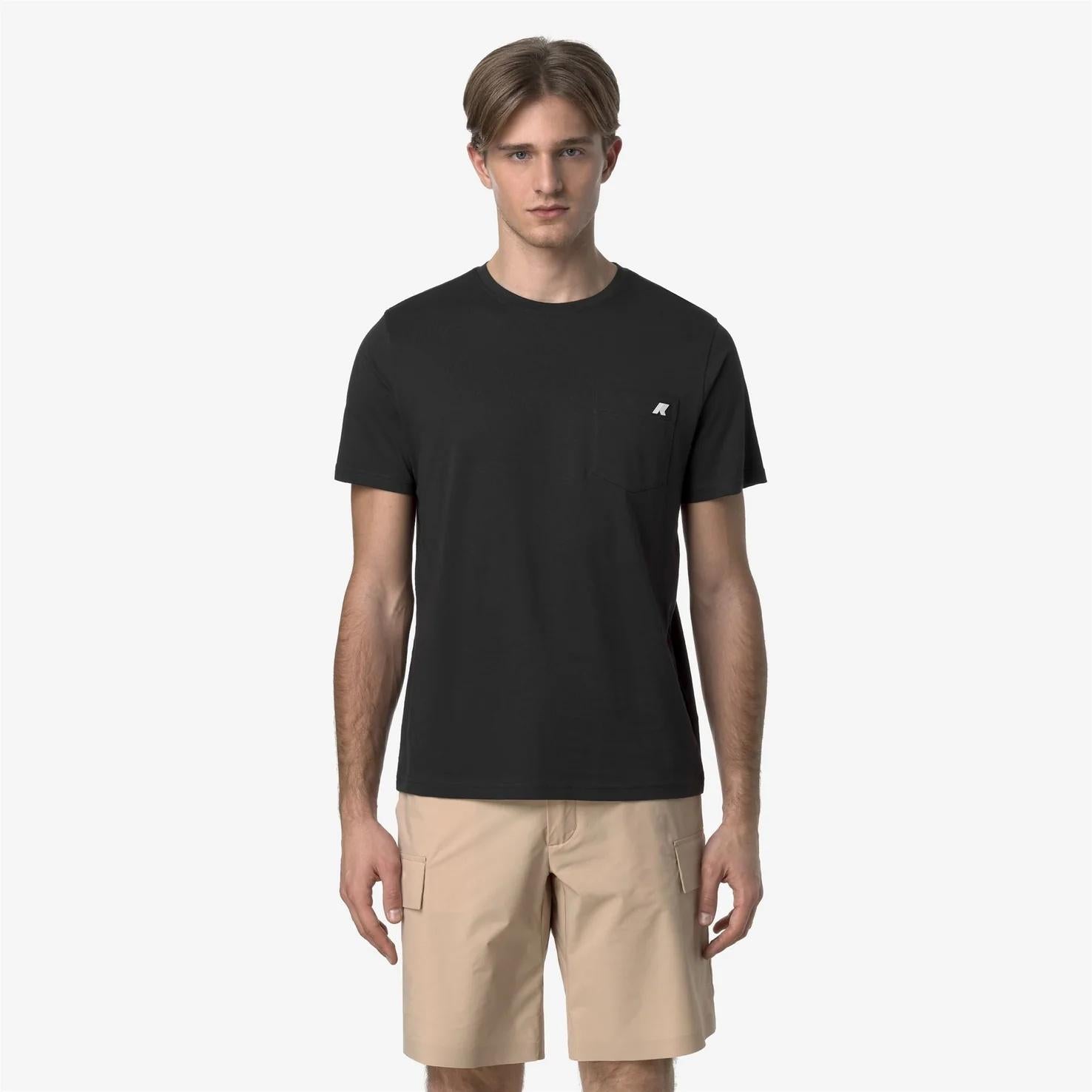 T-Shirt in Cotone Slim Fit Uomo nero con Taschino K31368W USY K-WAY 