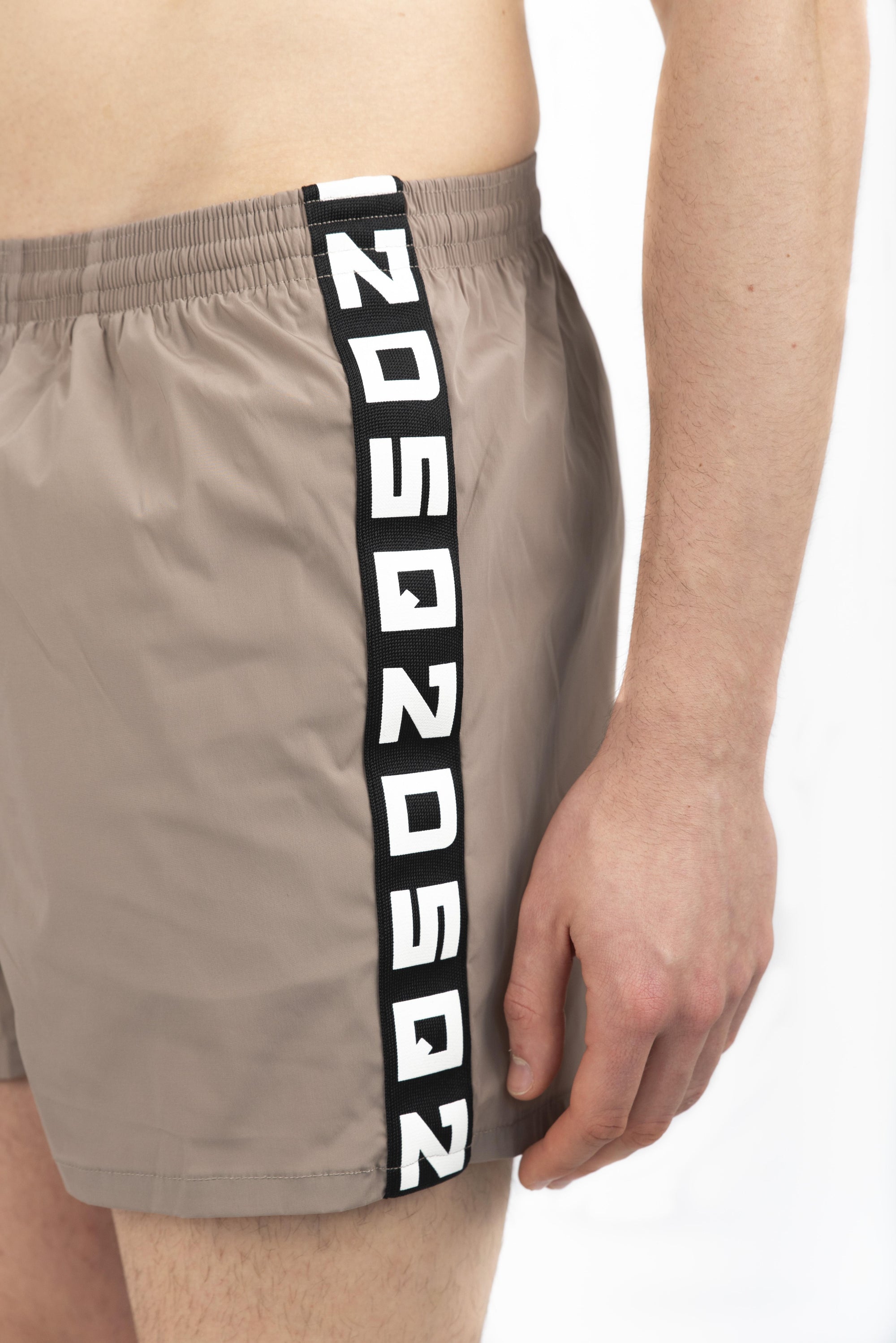 Swim boxer midi marrone con bande laterali  D7B626060 234 DSQUARED BEACHWEAR 