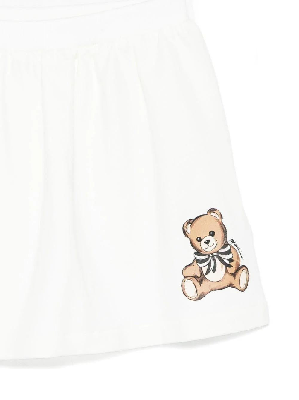 Minigonna elasticizzata in vita Teddy Bear HDJ03XLDA16 10063 MOSCHINO KID 