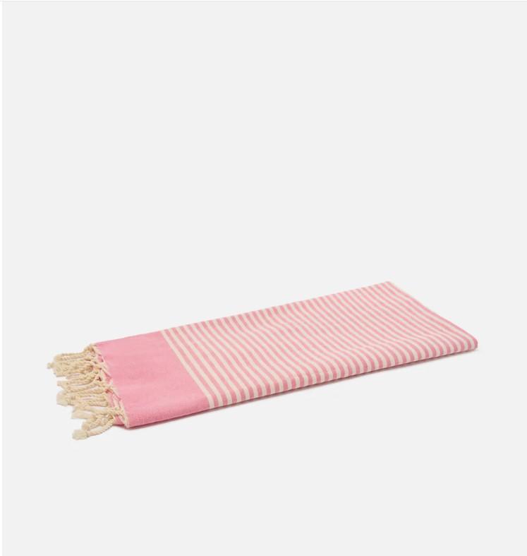 Telo mare Foutas a righe piccole rosa e bianche FOUT012W 09148L MC2 SAINT BARTH 