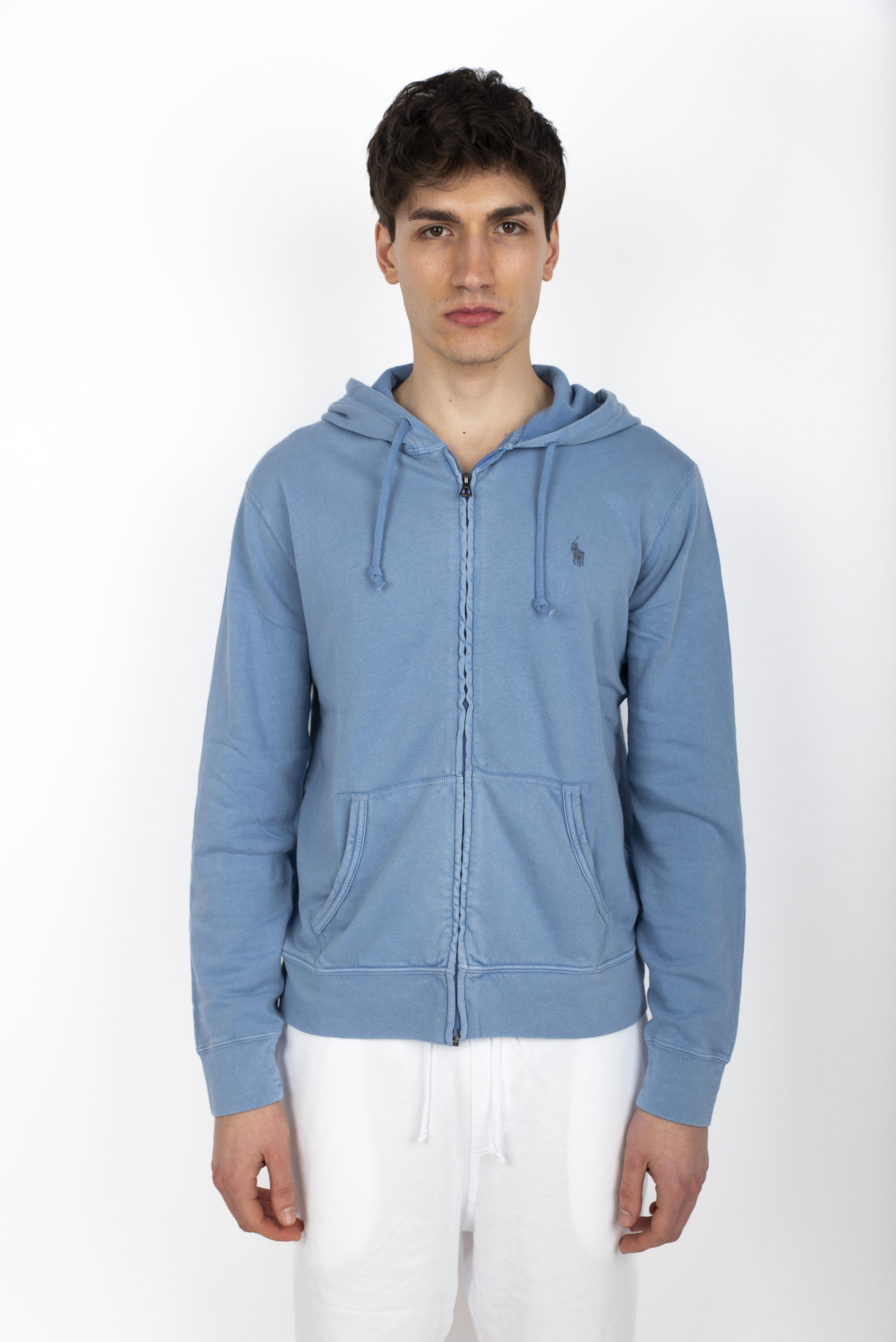 Felpa blu in spugna spa con cappuccio  710706348 020 POLO RALPH LAUREN 