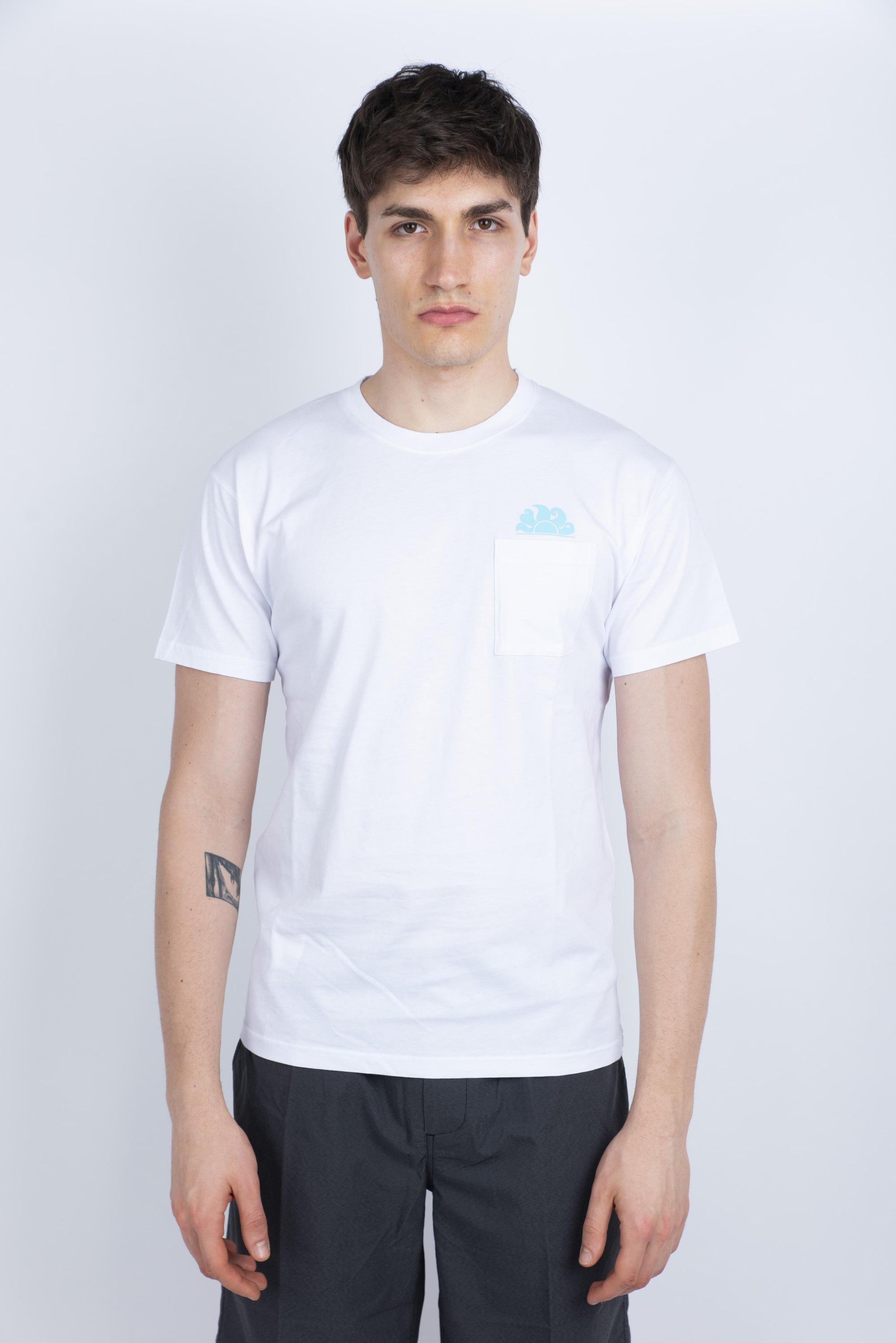 T-shirt con tasca bianca M609TEJ7800 00601 SUNDEK 