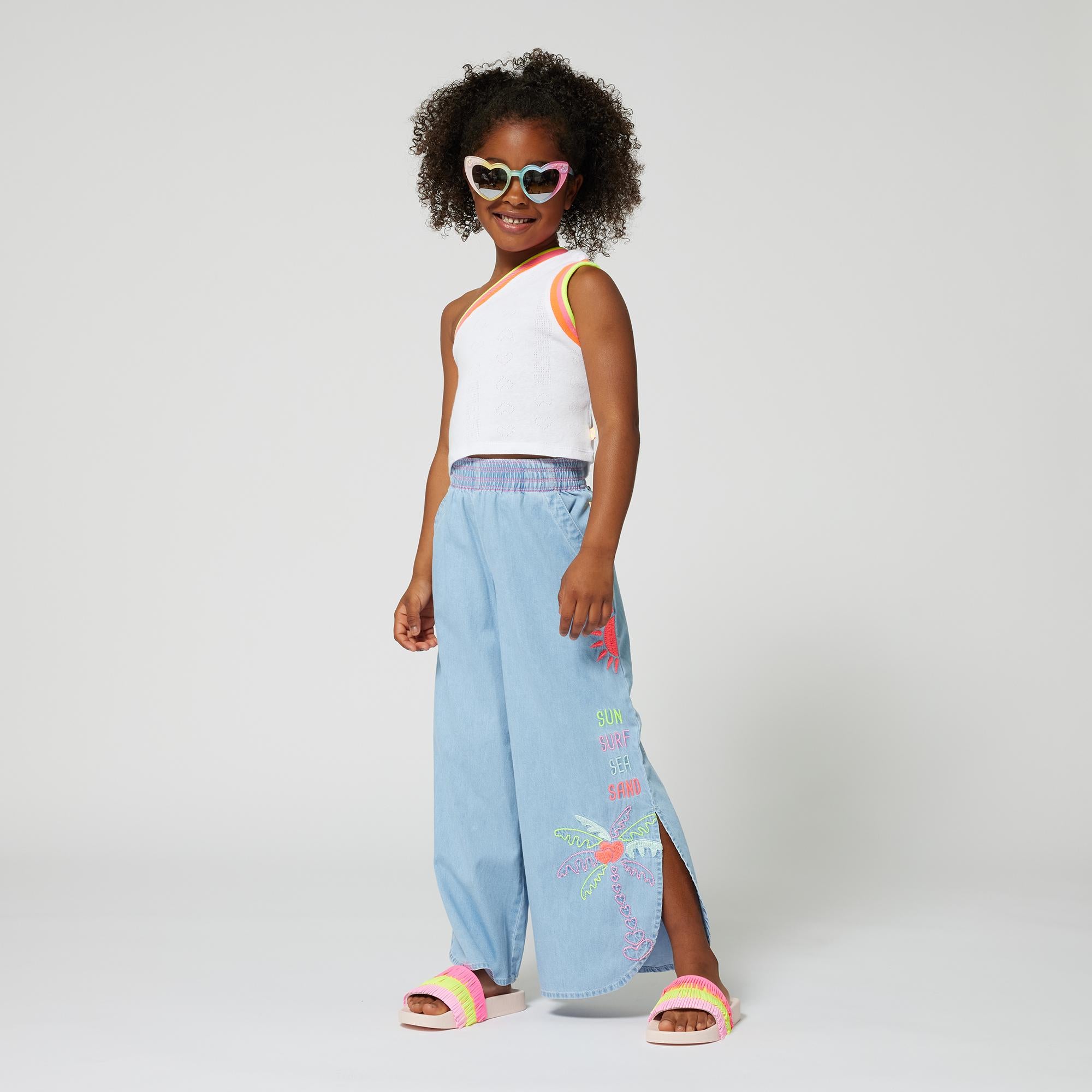 Pantalone in denim con ricami U20859 Z04 BILLIEBLUSH 