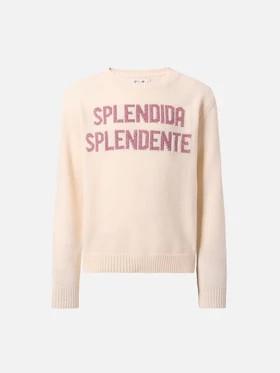 Girocollo Princess in misto cashmere con jacquard lurex Splendida Splendente PRC0001 01903IA MC2 SAINT BARTH 