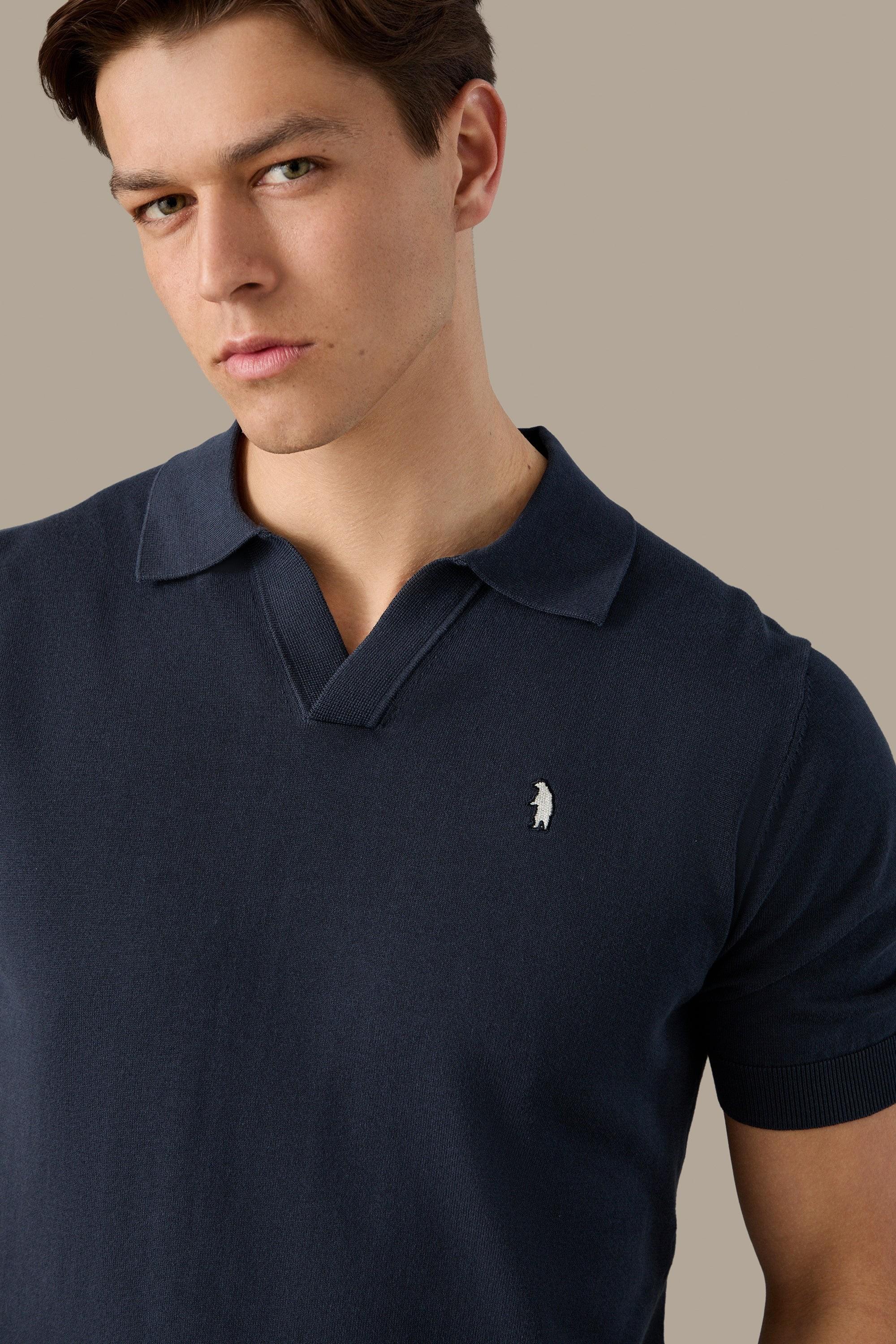 Polo knit v neck R5009M261 INK REFRIGUE 