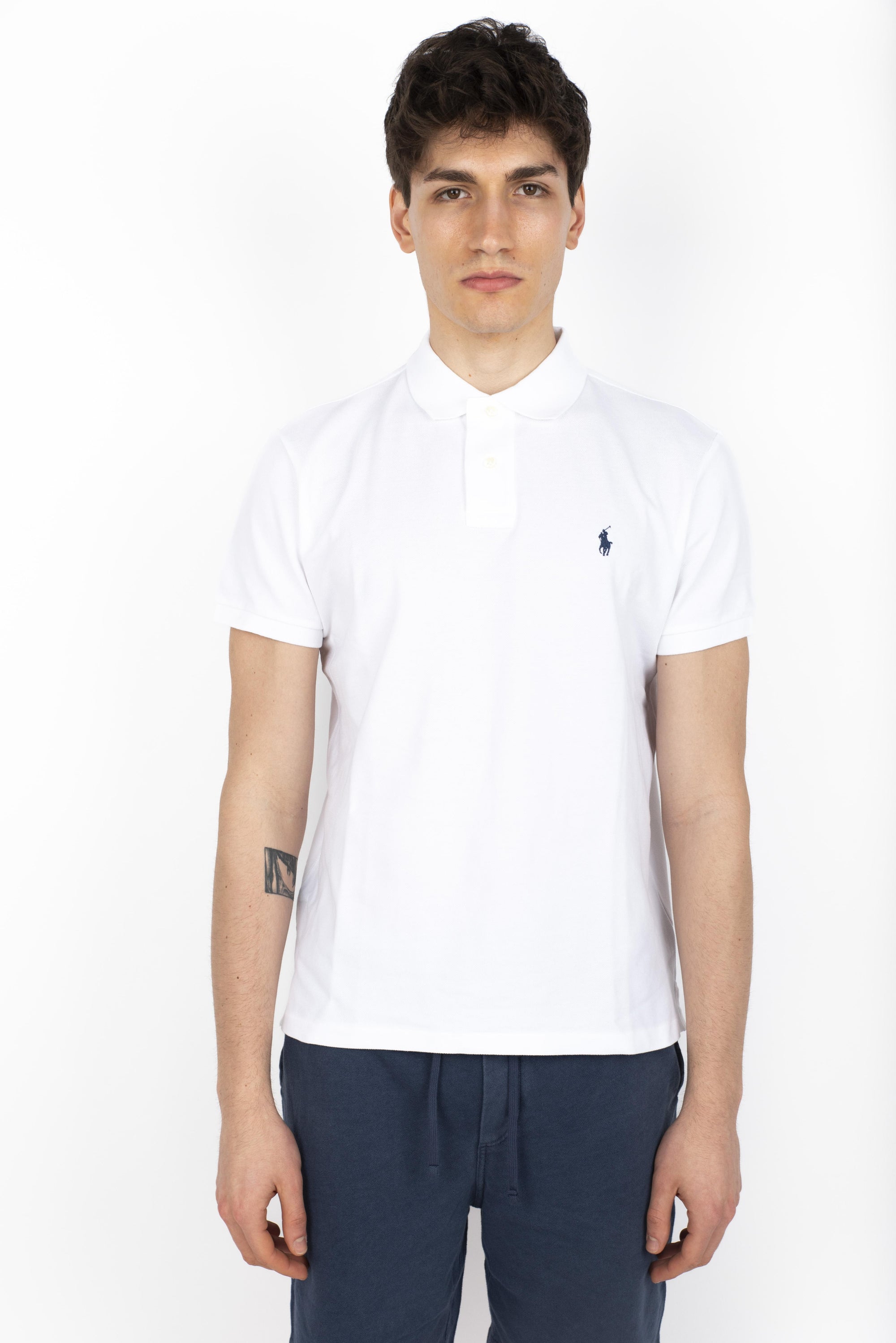 Polo Custom Slim Fit bianca in piquet 710666998 002 POLO RALPH LAUREN 