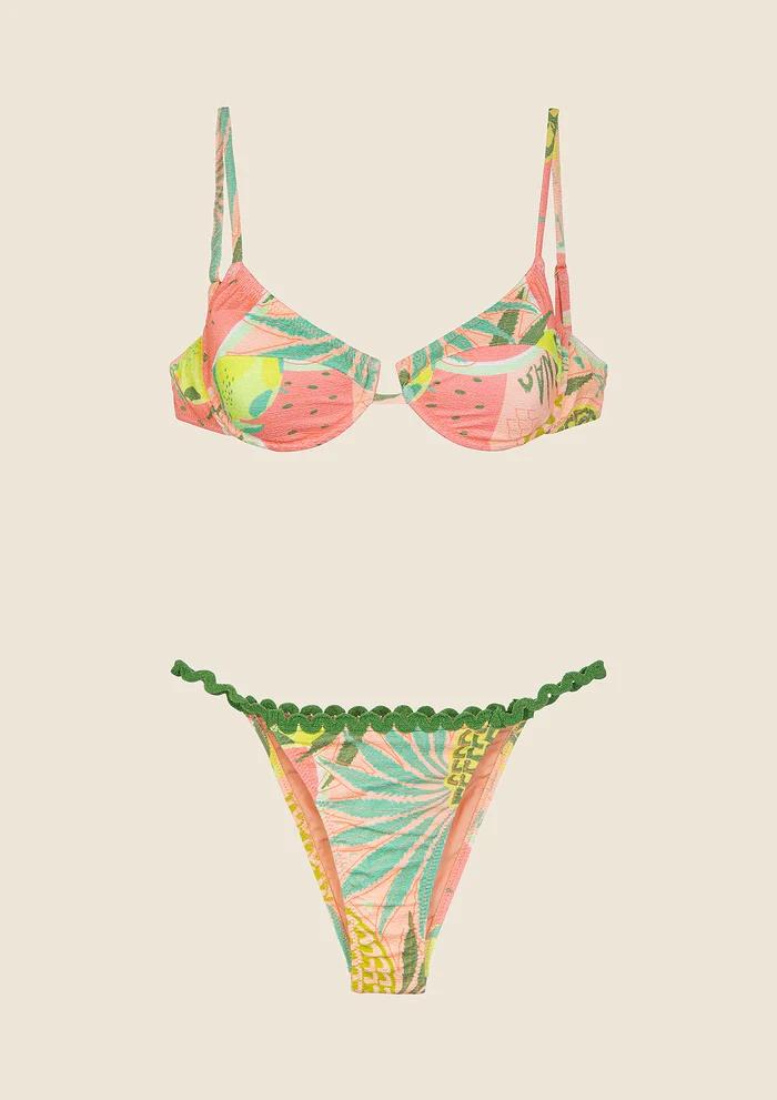 Bikini Reggiseno con Ferretto e Slip Regolabile Fantasia 0622X 12 F**K 