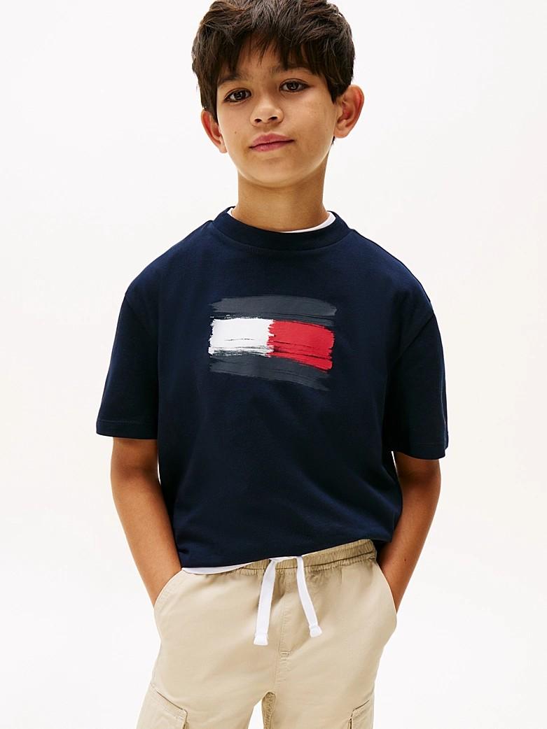 T-shirt in puro cotone con bandiera KB0KB10111T C1G TOMMY HILFIGER 