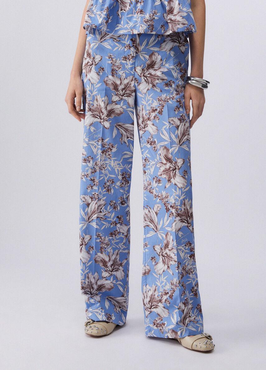 Pantaloni palazzo in popeline WA6441T4853 P9502 LIU JO WHITE1 