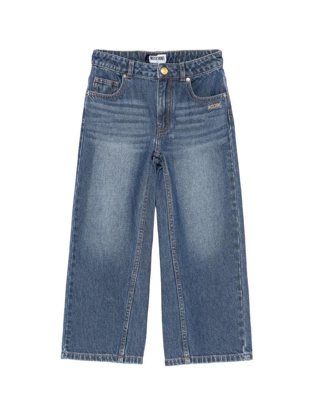 Jeans denim con logo ricamato sul davanti HDP06ML0E29 40244A MOSCHINO KID 