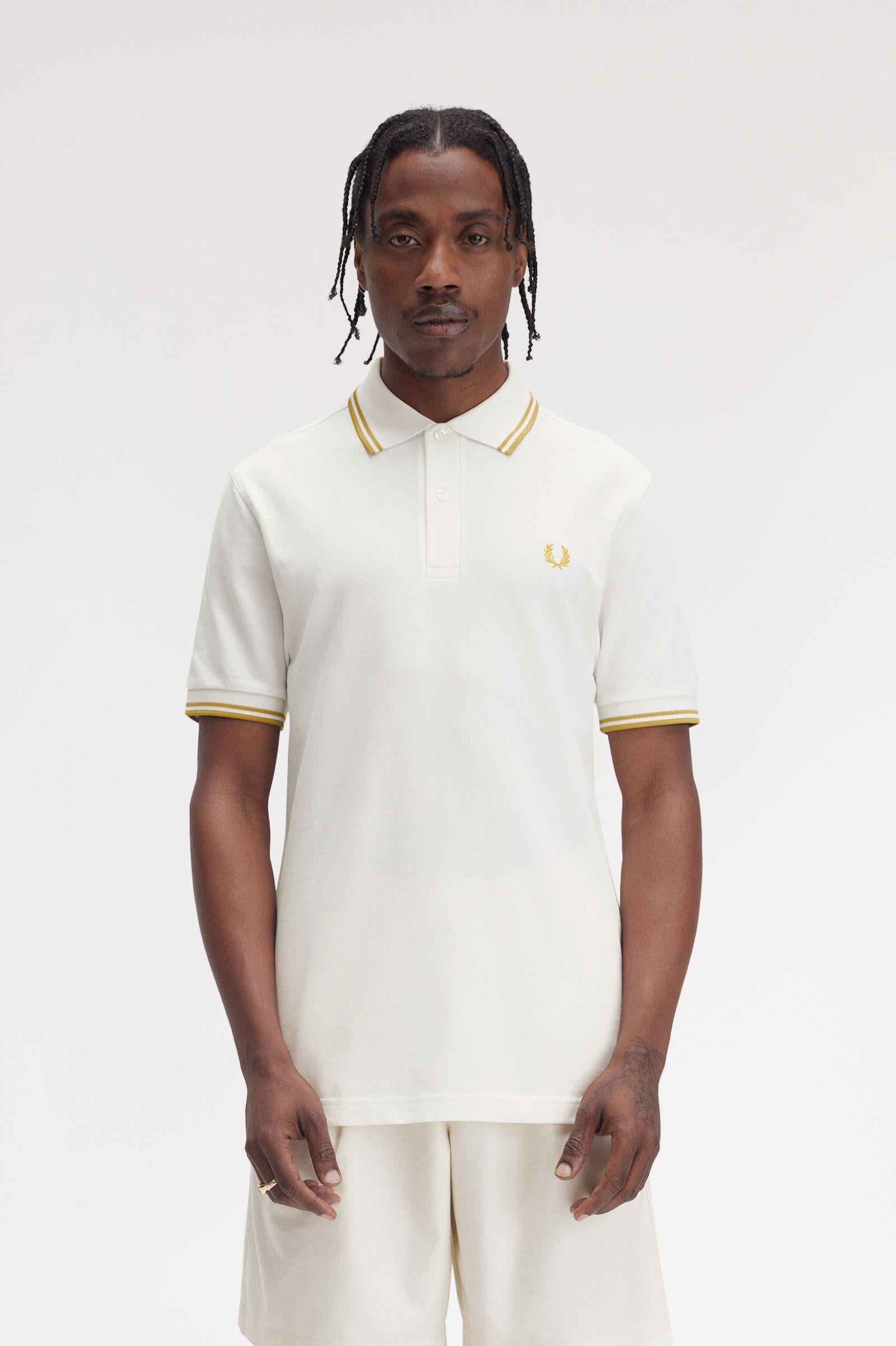 Polo pique&#39; con doppia riga M360054 Y53 FRED PERRY 