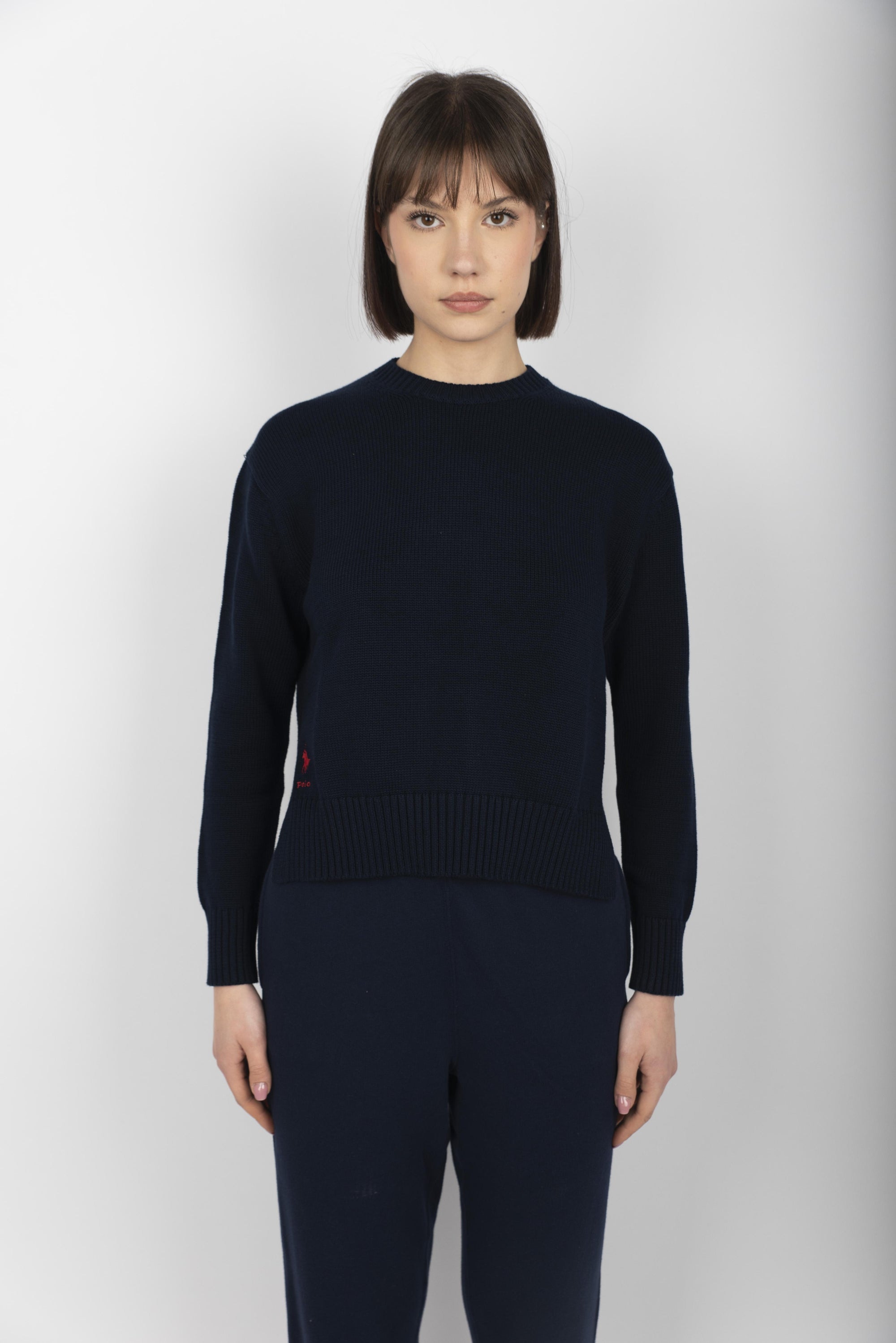 Maglia a girocollo in cotone pullover blu cacciatore  211898583 004 POLO RALPH LAUREN 