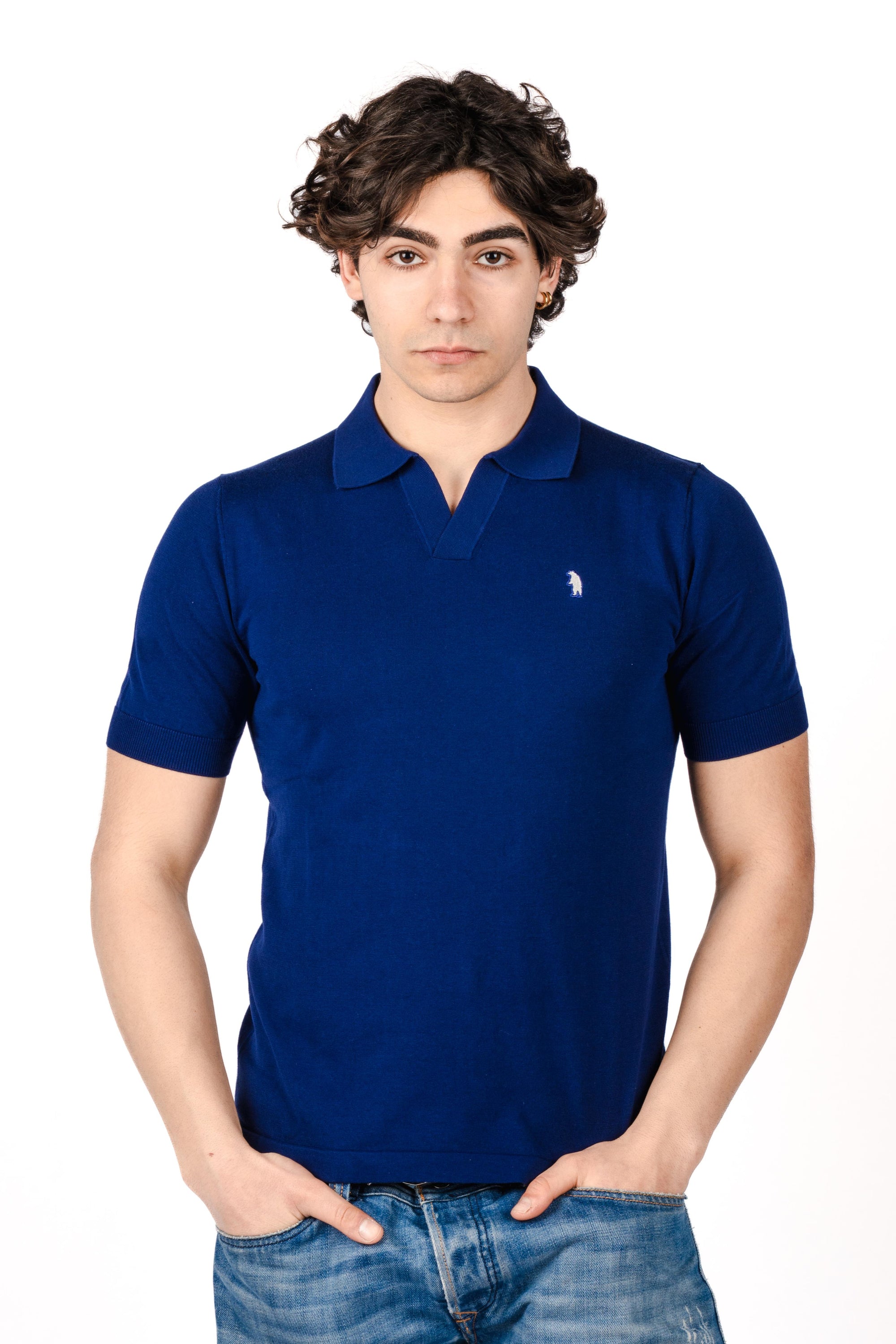 Polo knit v neck R5009M261 MARINE REFRIGUE 