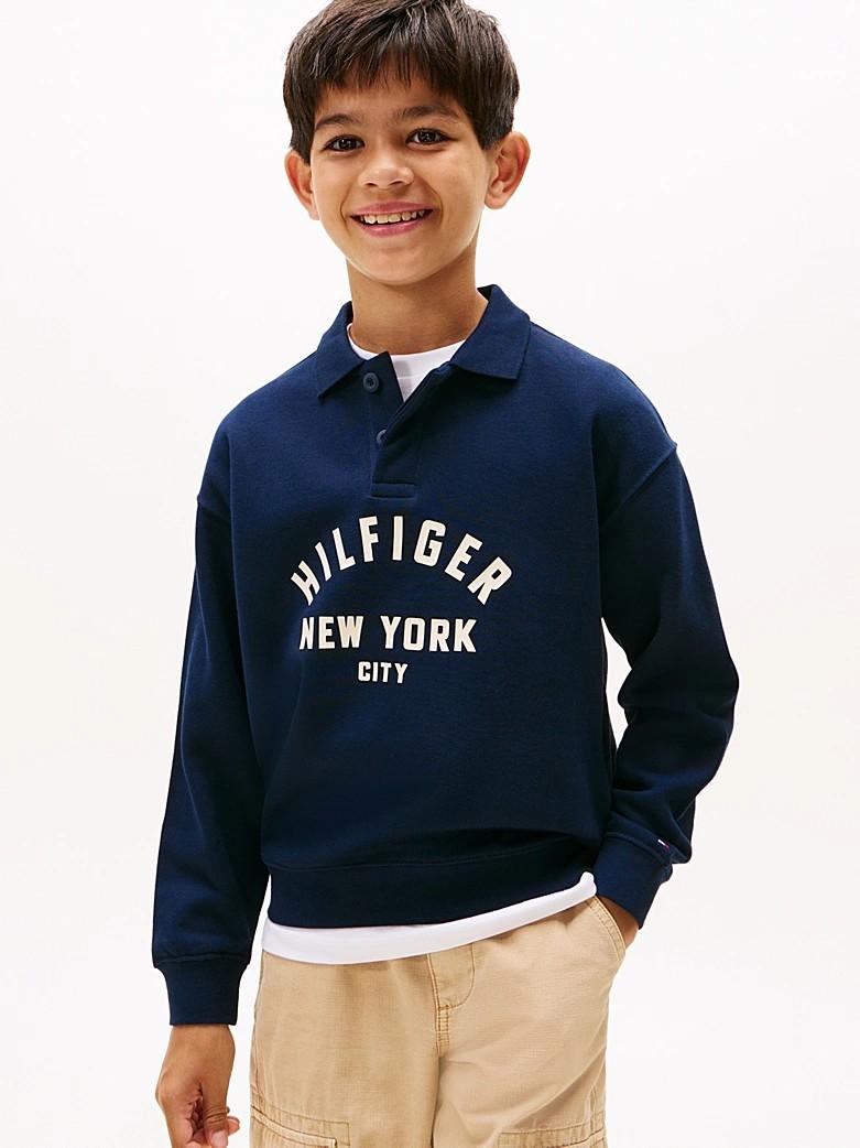 Felpa con colletto a polo e grafica curva KB0KB09805T C1G TOMMY HILFIGER 