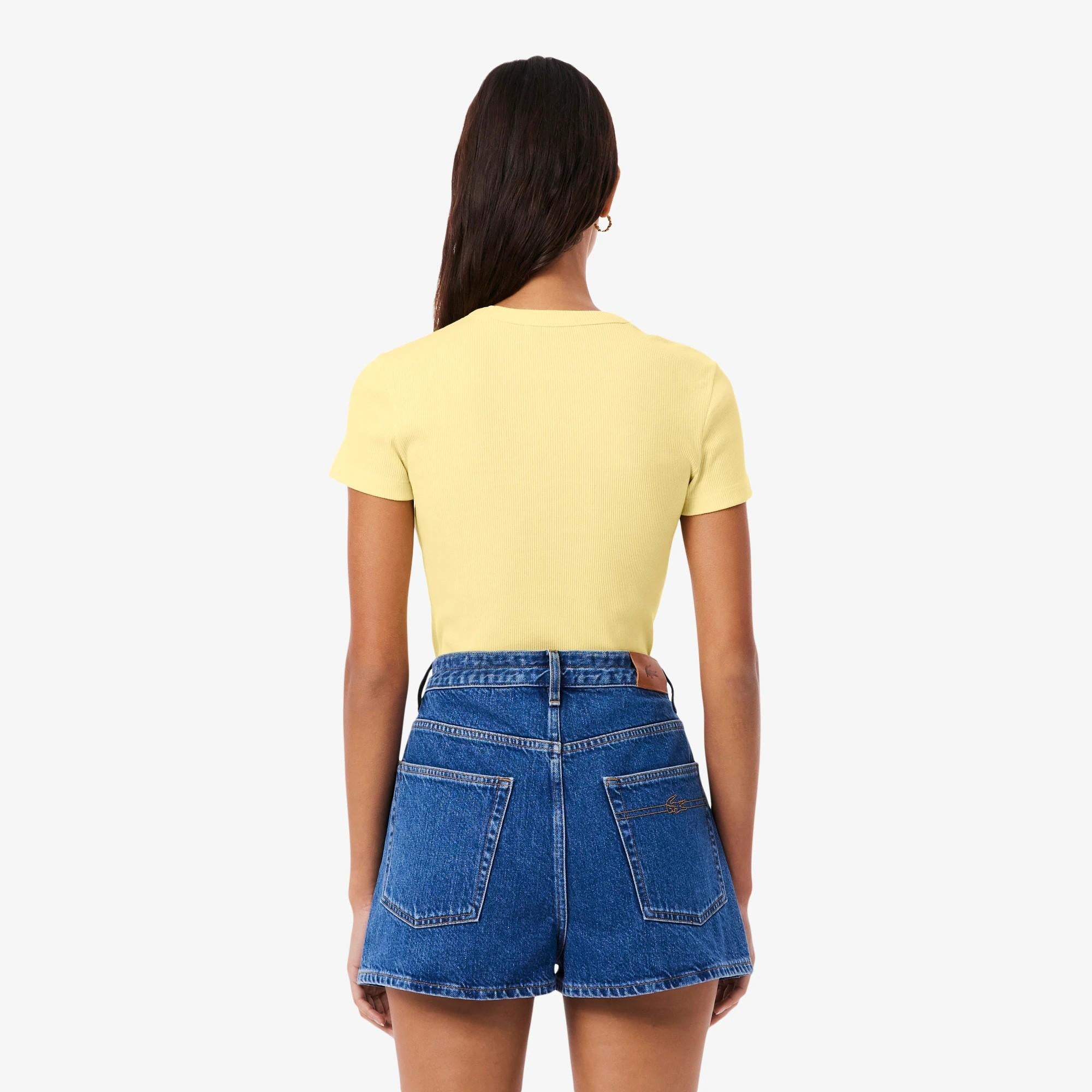 T-shirt in cotone a costine slim fit TF5538 107 LACOSTE 