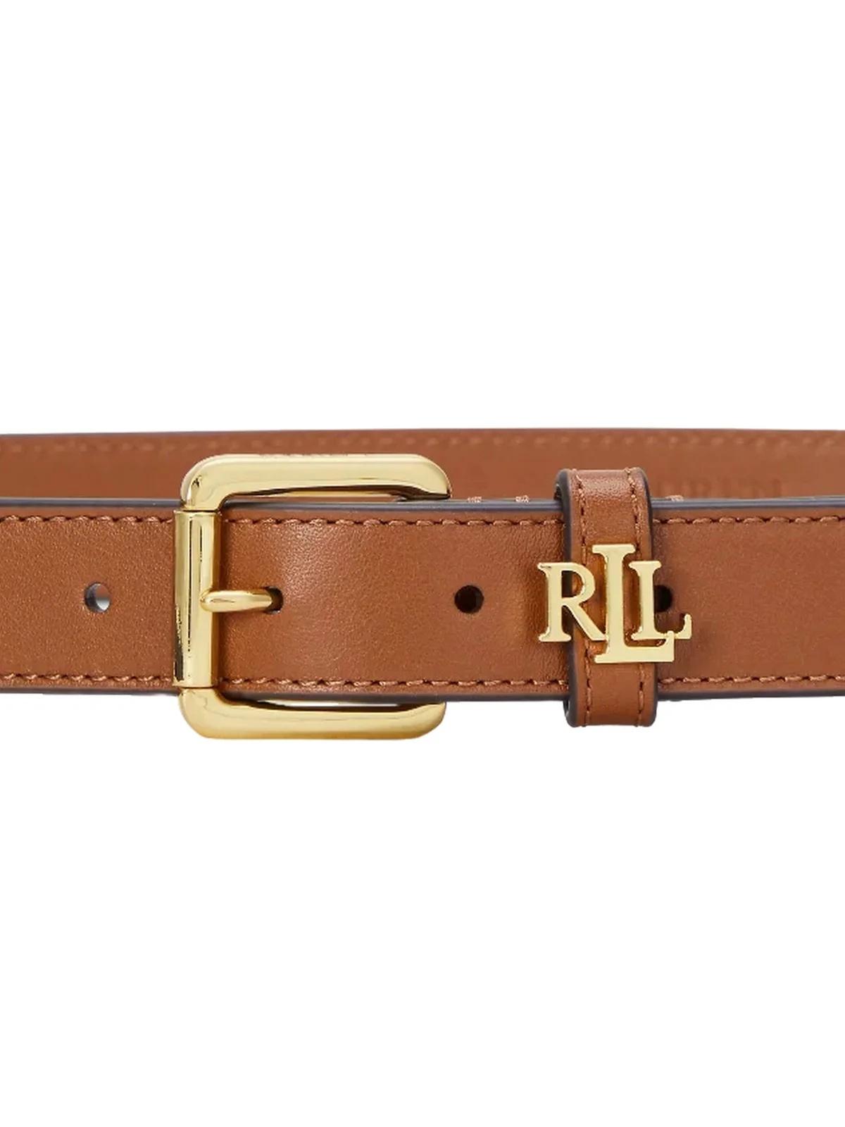 Cintura in pelle con logo sul passante 412968763 002 LAUREN ACCESSORIES 