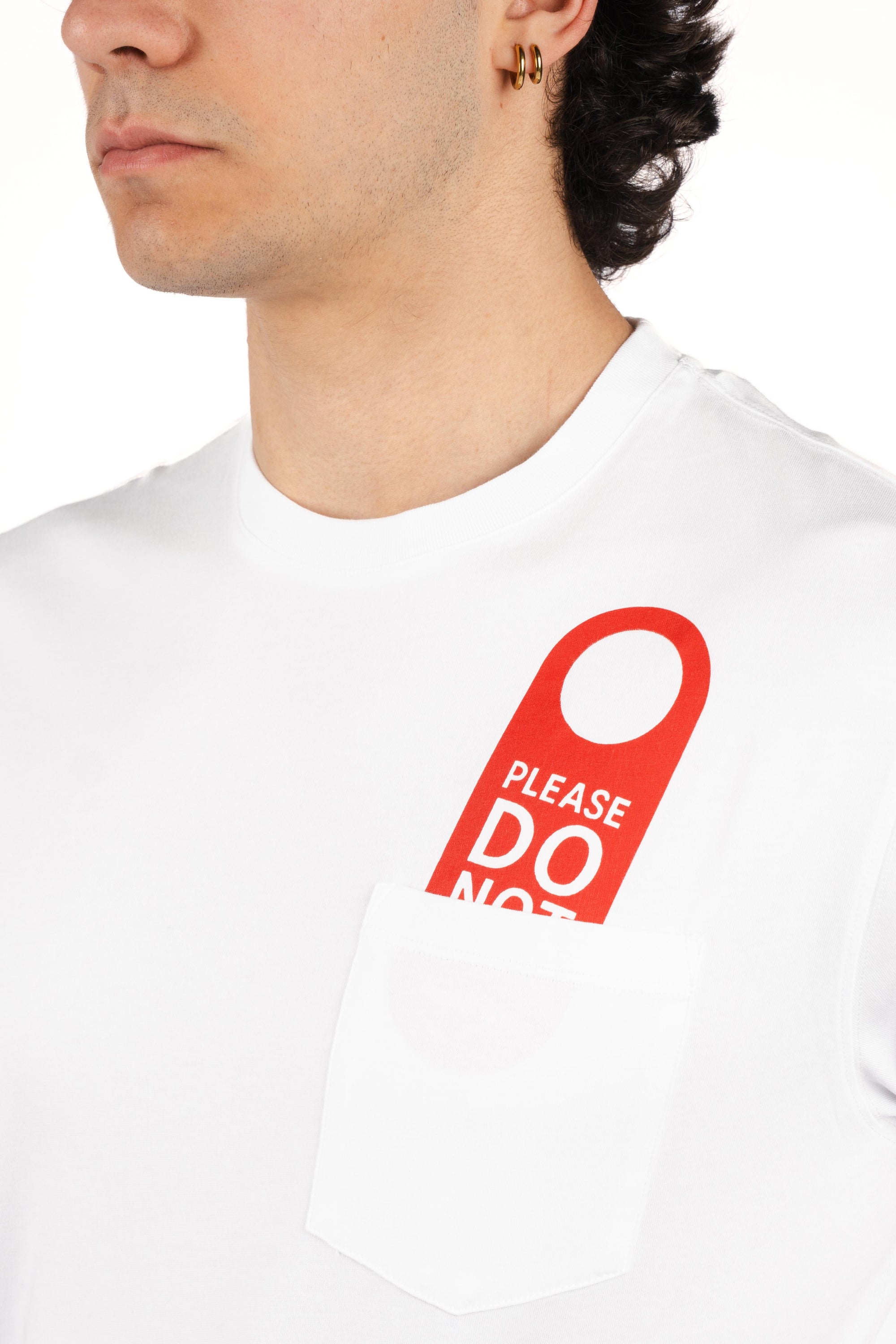 T-shirt Austin con taschino e ricamo Please do not AUS0001 04392L MC2 SAINT BARTH 