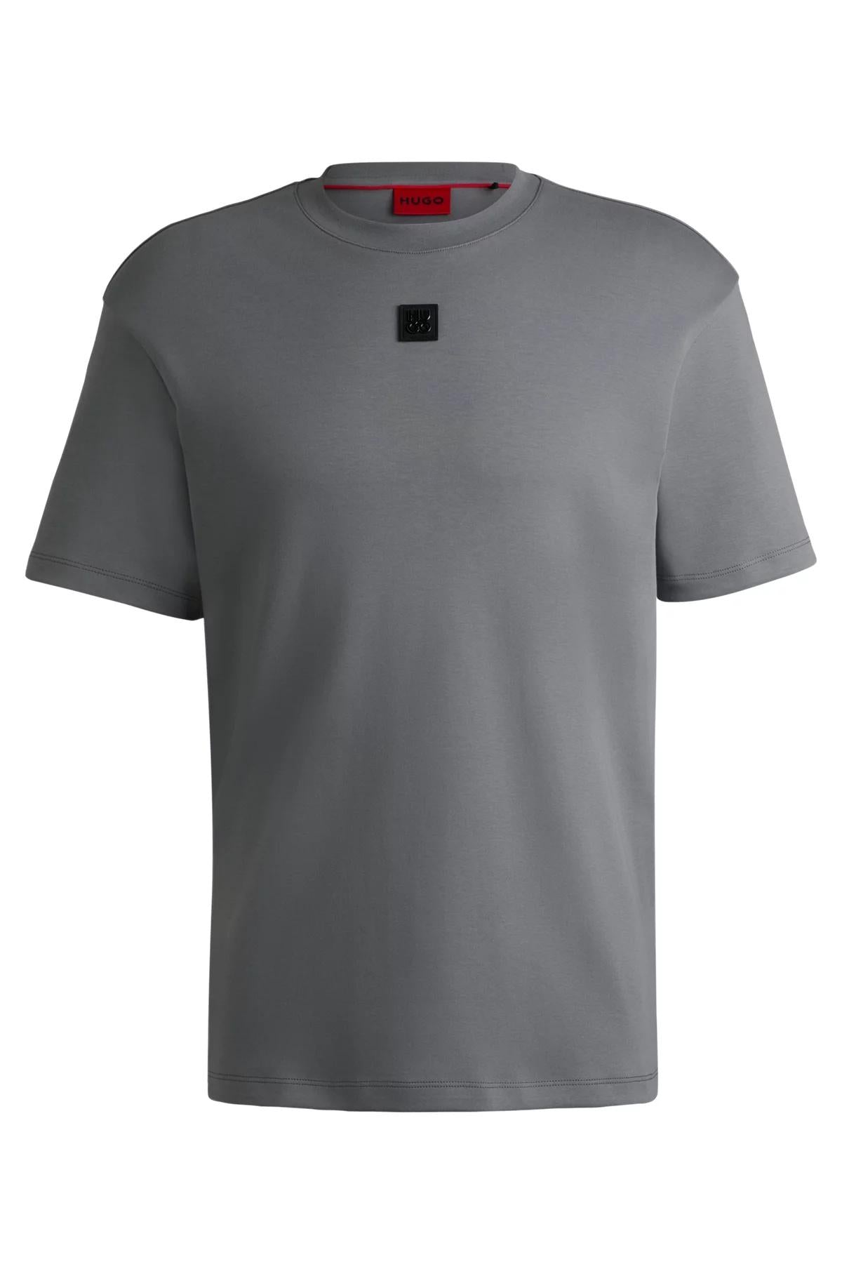 T-shirt regular fit in cotone interlock con logo sovrapposto 50505201 086 HUGO 