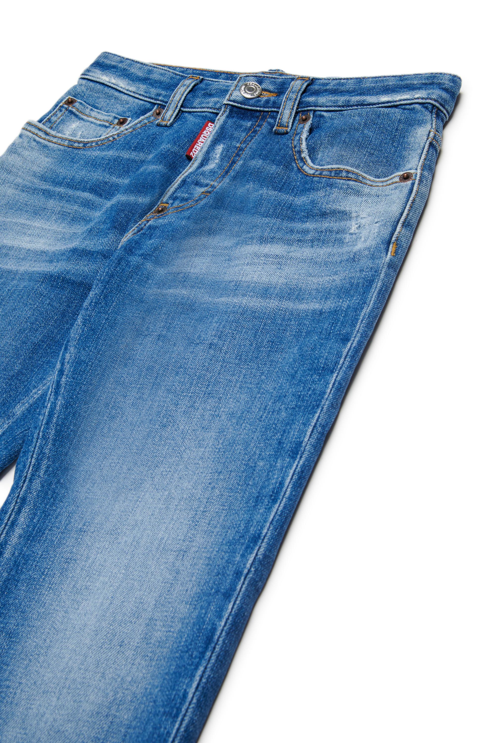 D2Kids Medium Blue Straight Jeans con abrasioni DQ2252D0ABX DQ01 DSQUARED2 