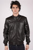 Giacca in pelle con taschini al petto sands leather