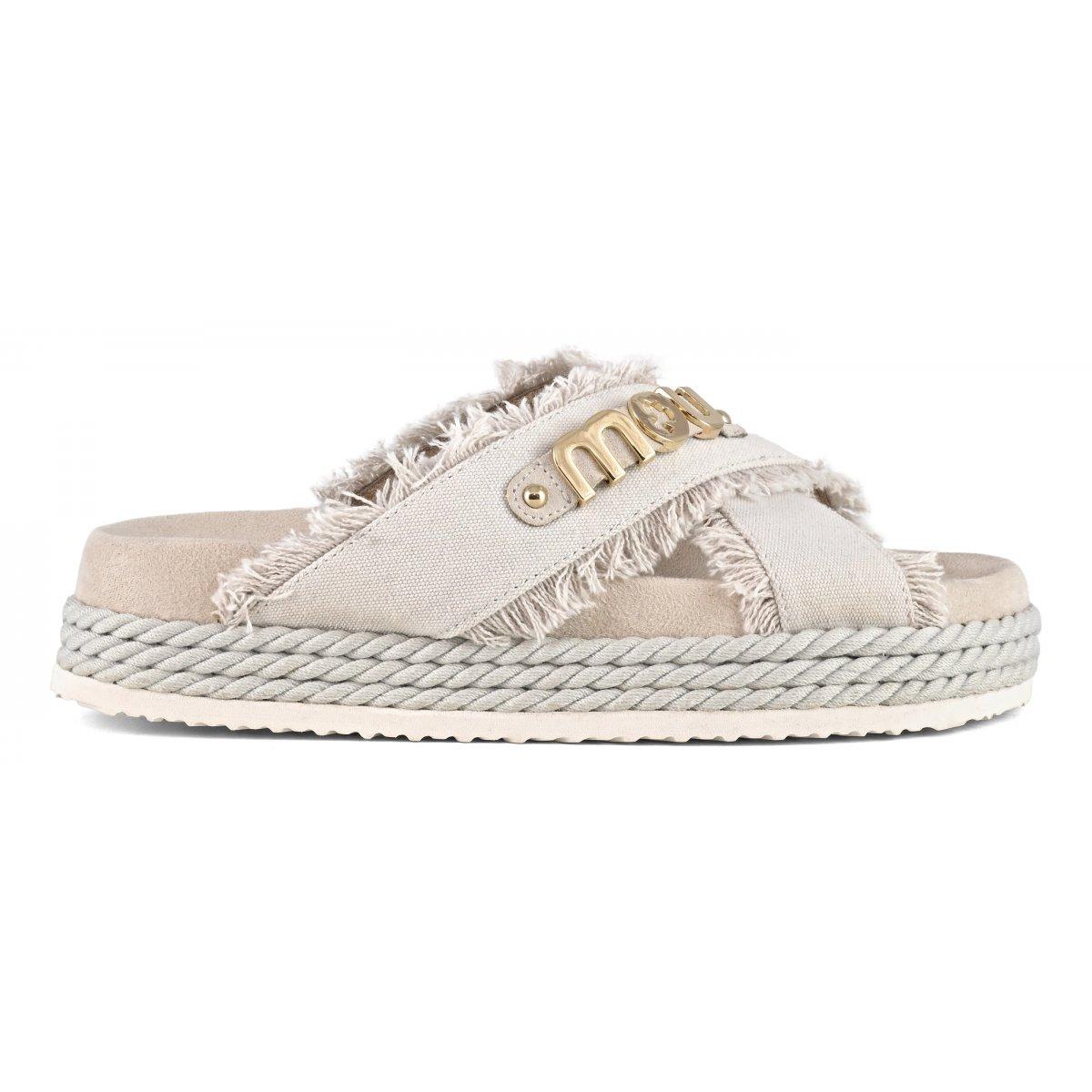 Criss-cross sandal recycled canvas MUSW451005K RWBEI MOU 