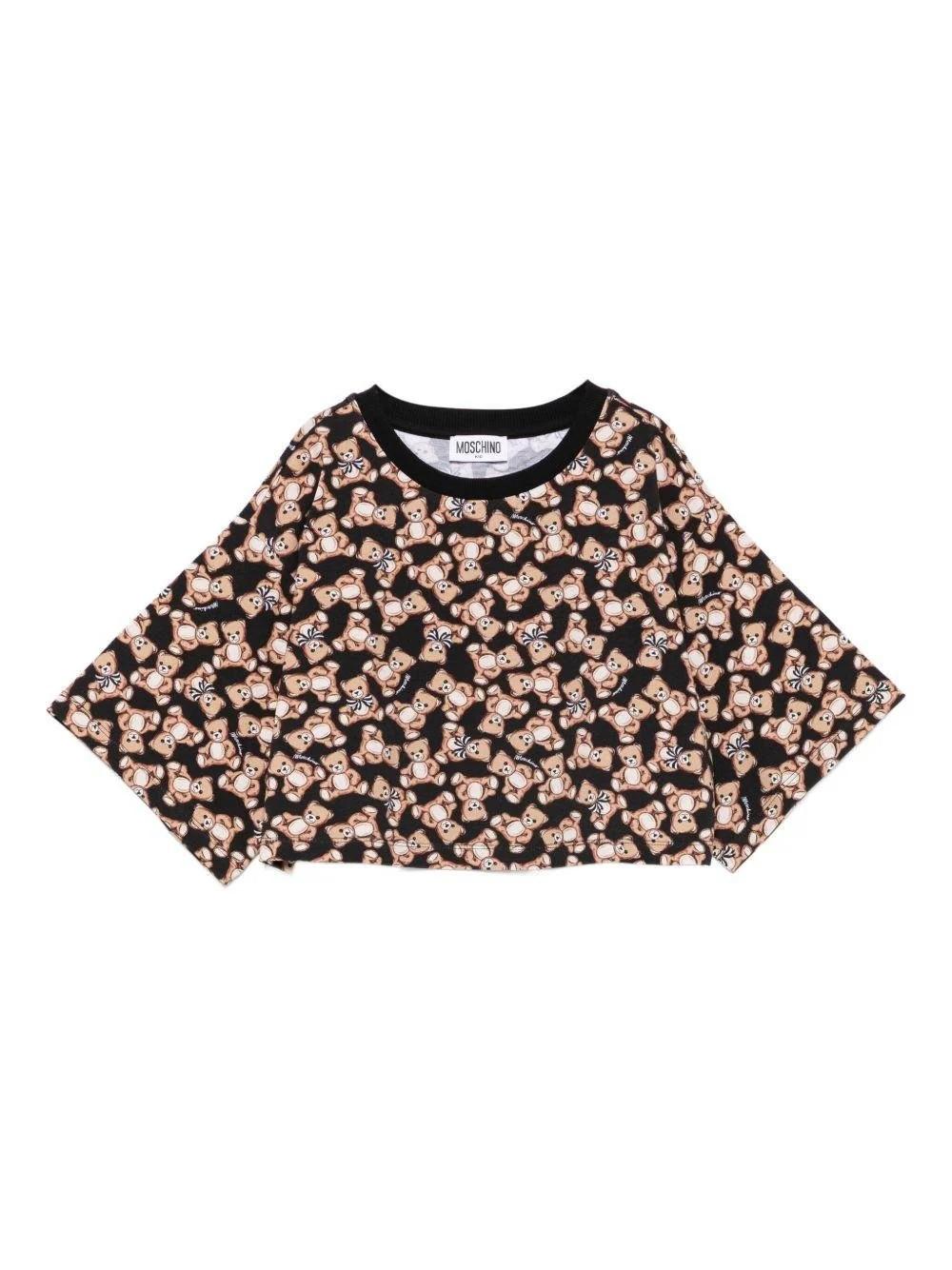 T-shirt con stampa all-over HBM062LBB9E 84923A MOSCHINO KID 