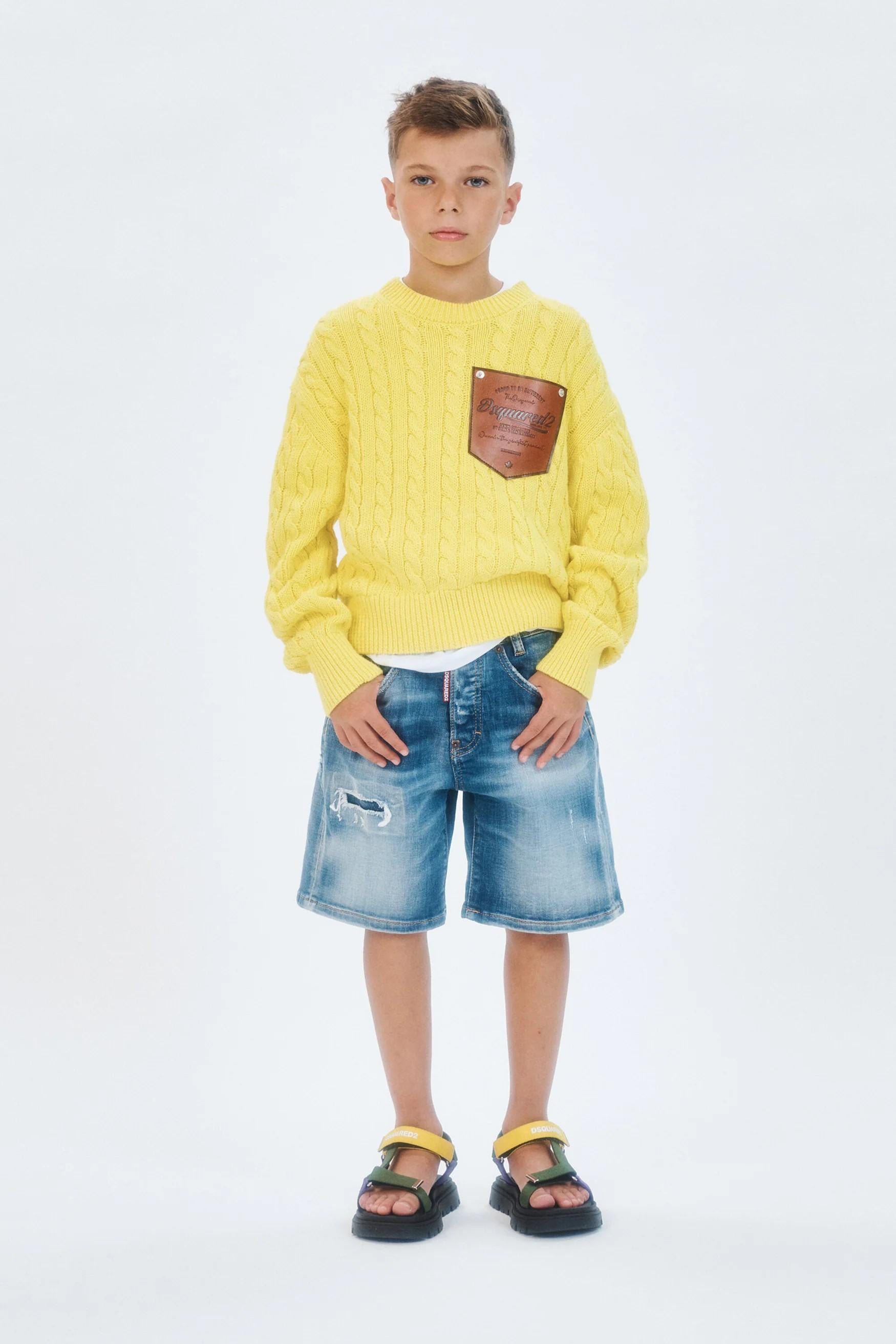 Pullover girocollo a trecce con logo DQ3244D0ACU DQ220 DSQUARED2 