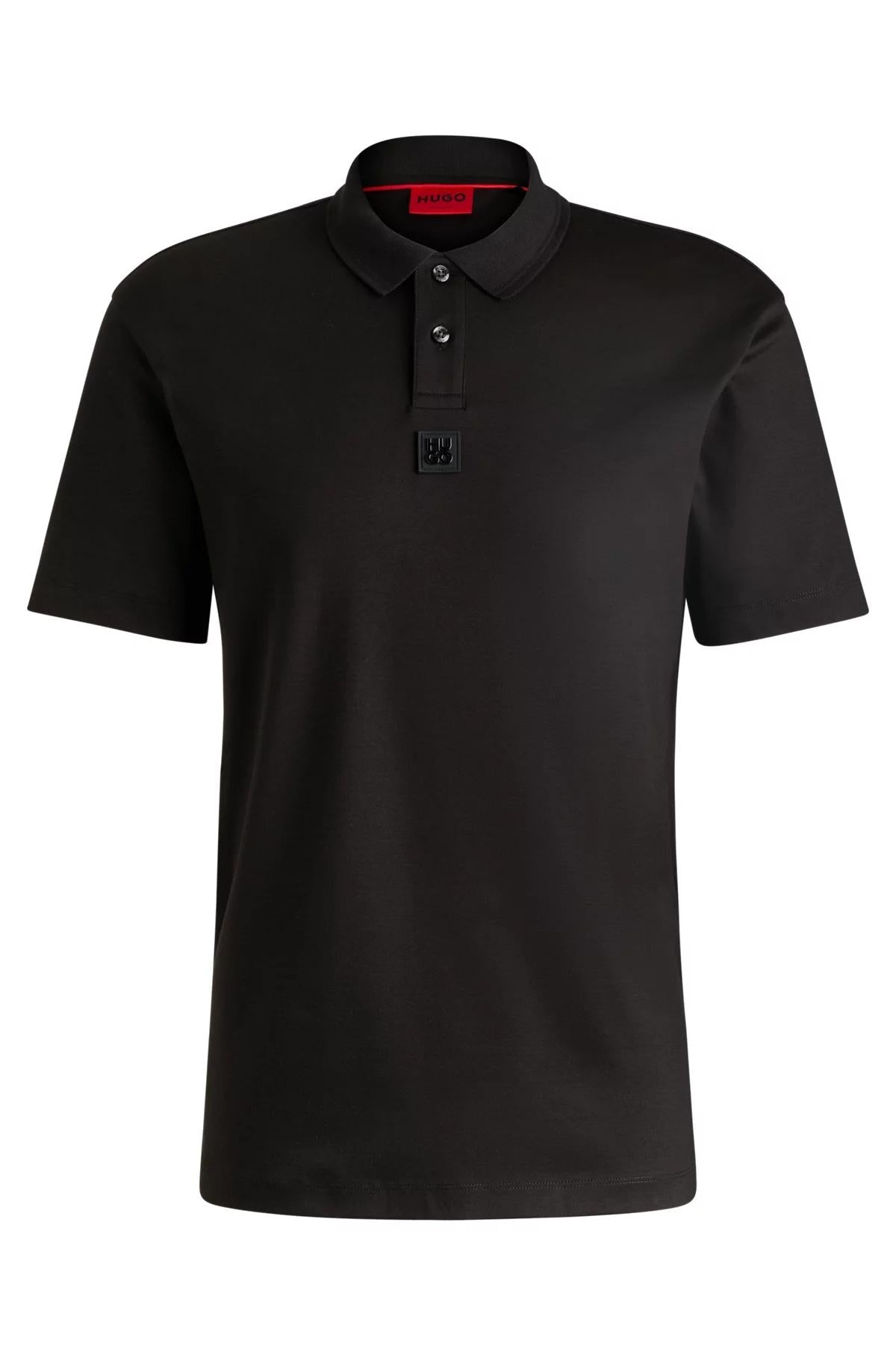 Polo in cotone intrecciato con logo scomposto 50517638 001 HUGO 