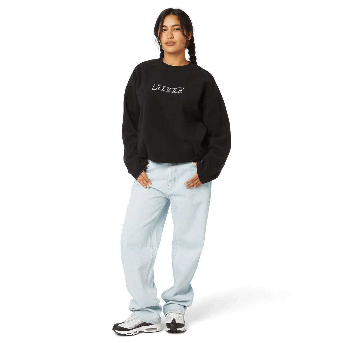 H Dot Polar Fleece Crewneck Sweatshirt FL00247 BLACK HUF 