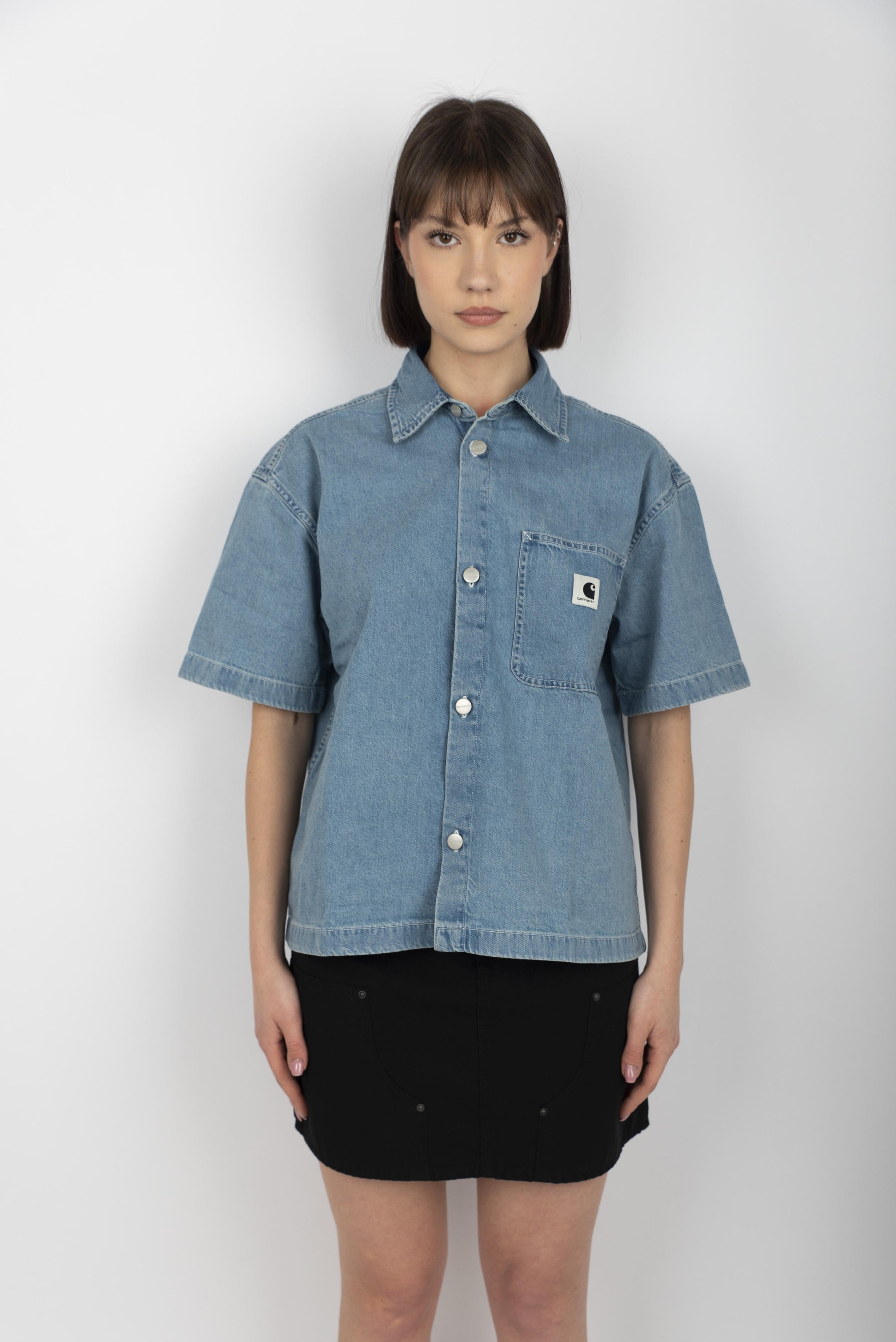 Camicia Women's S/S Lovilia Shirt blue bleached  I034558 0135 CARHARTT WIP 