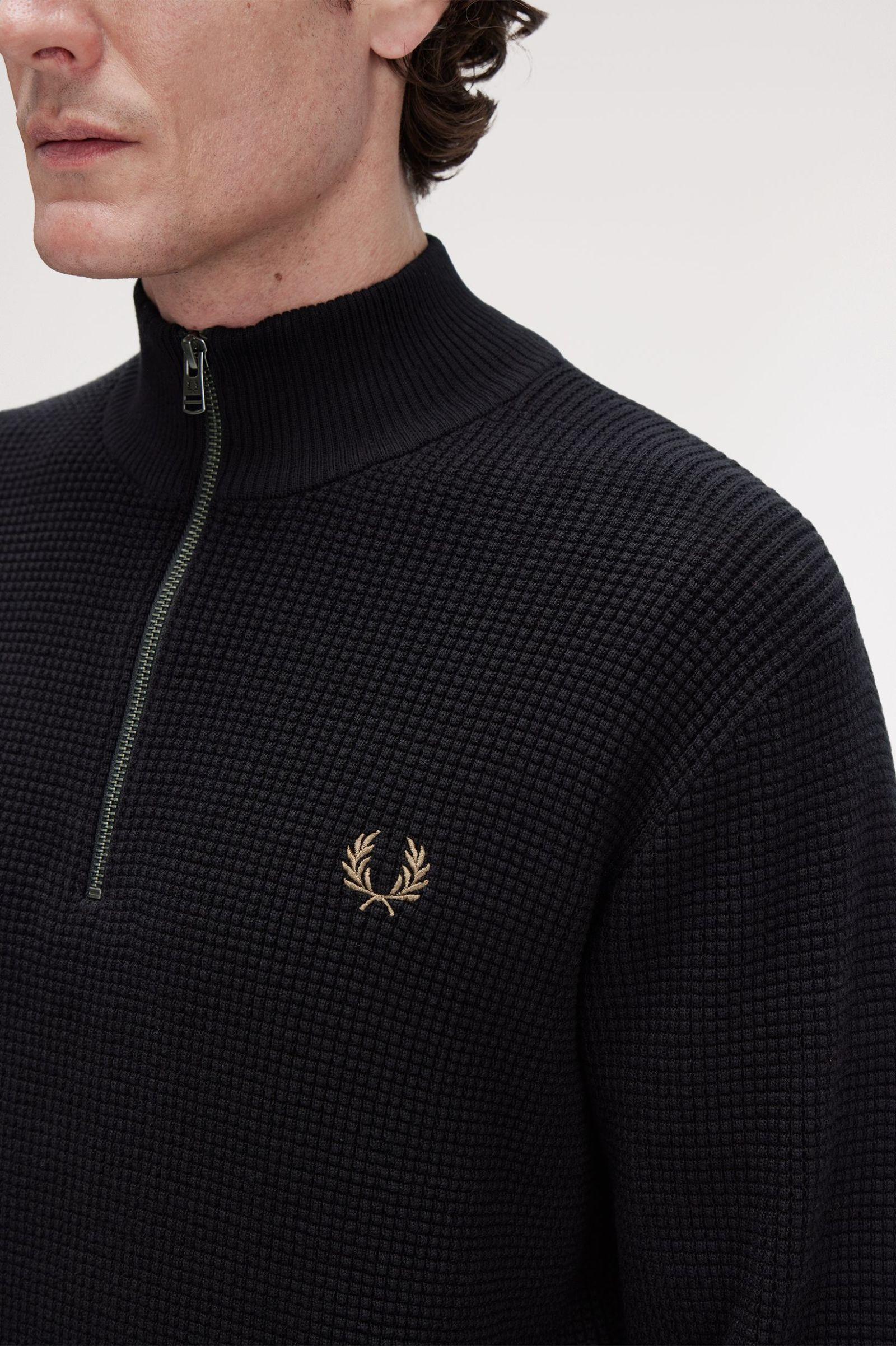Maglione a mezza zip con lavorazione goffrata K855755 102 FRED PERRY 