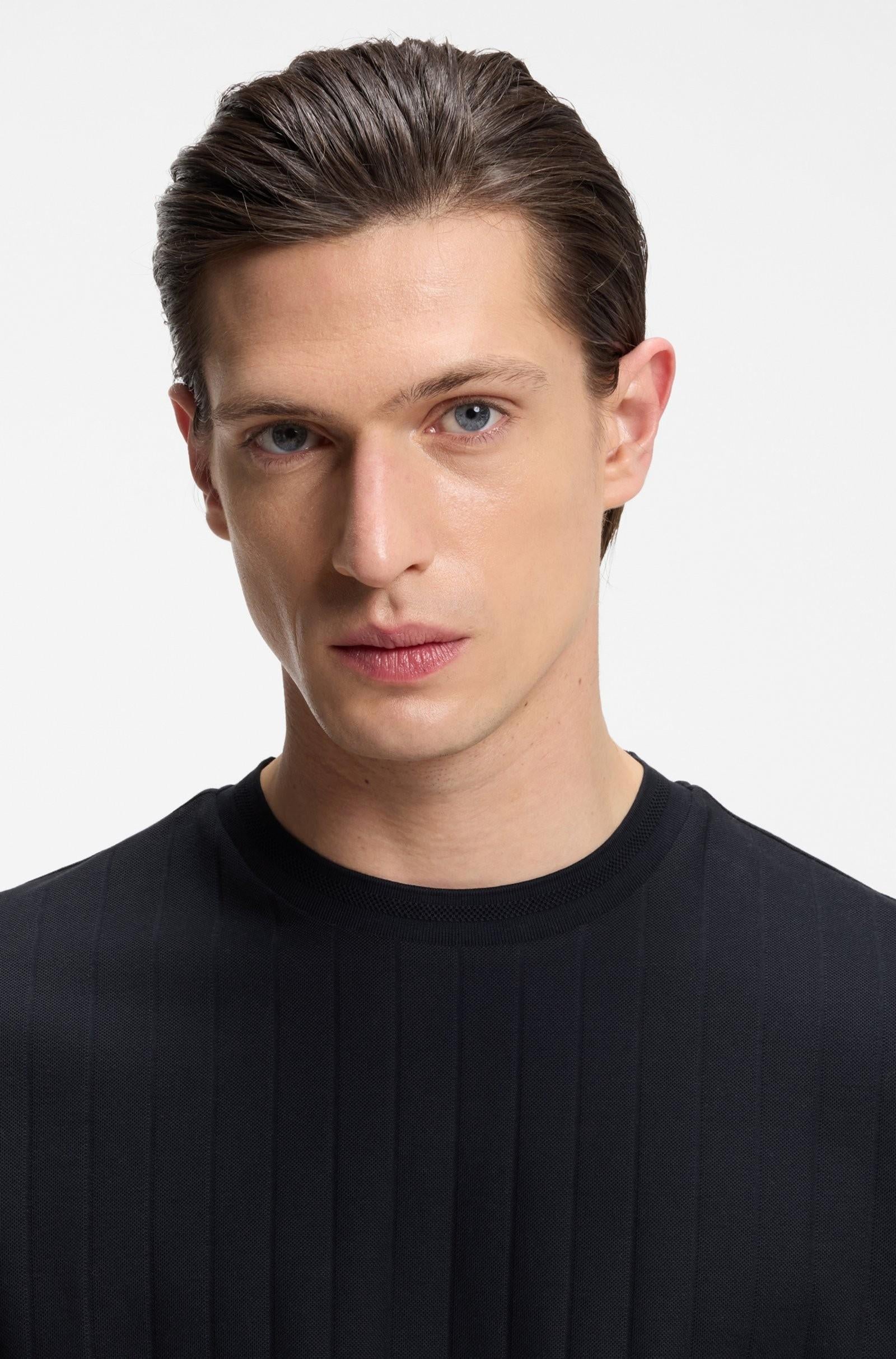 T-shirt a righe verticali in cotone mercerizzato 50559610 404 BOSS 