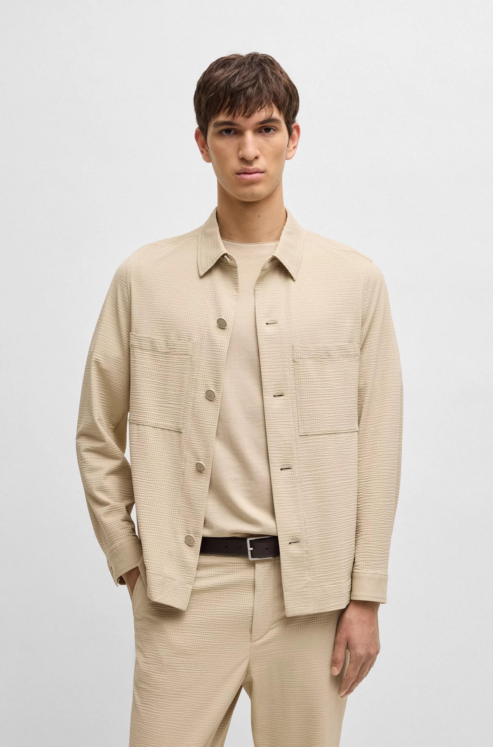 Sovracamicia relaxed fit in seersucker elasticizzato 50540695 275 BOSS 