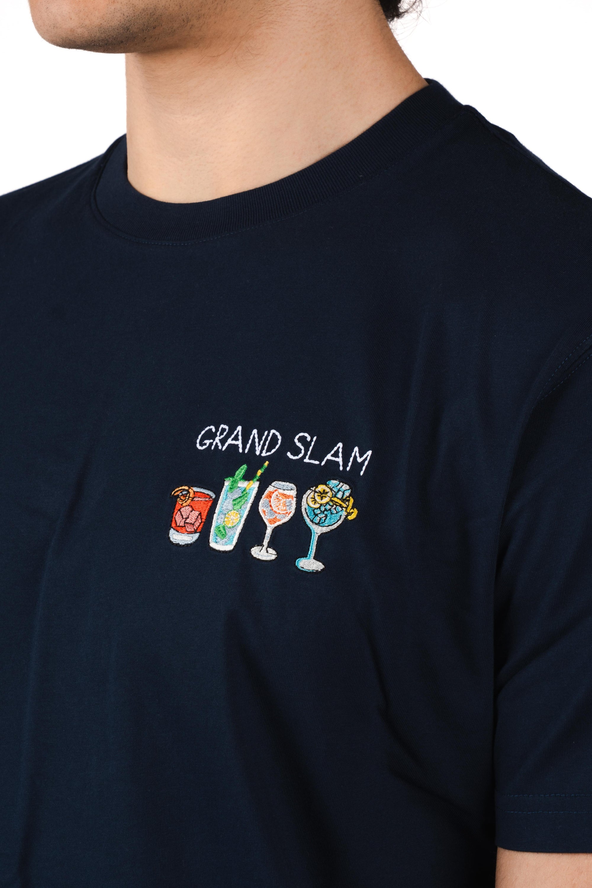 T-shirt Portofino blu con ricamo Grand Slam POT0001 04483L MC2 SAINT BARTH 