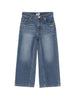 Denim jeans with embroidered logo on the front