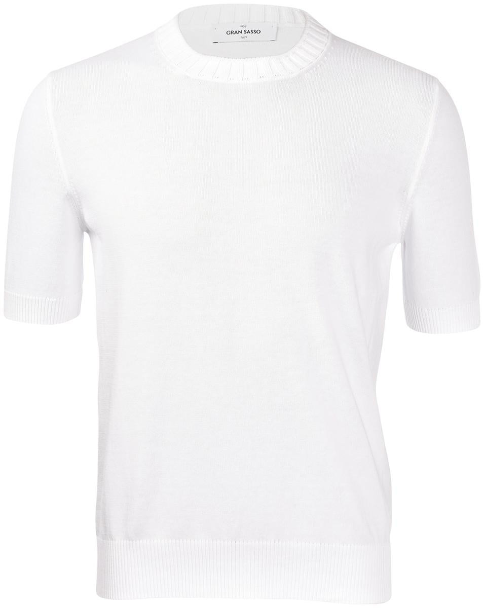T-shirt in maglia con collo a coste bianco  57188/18163 001 GRAN SASSO 