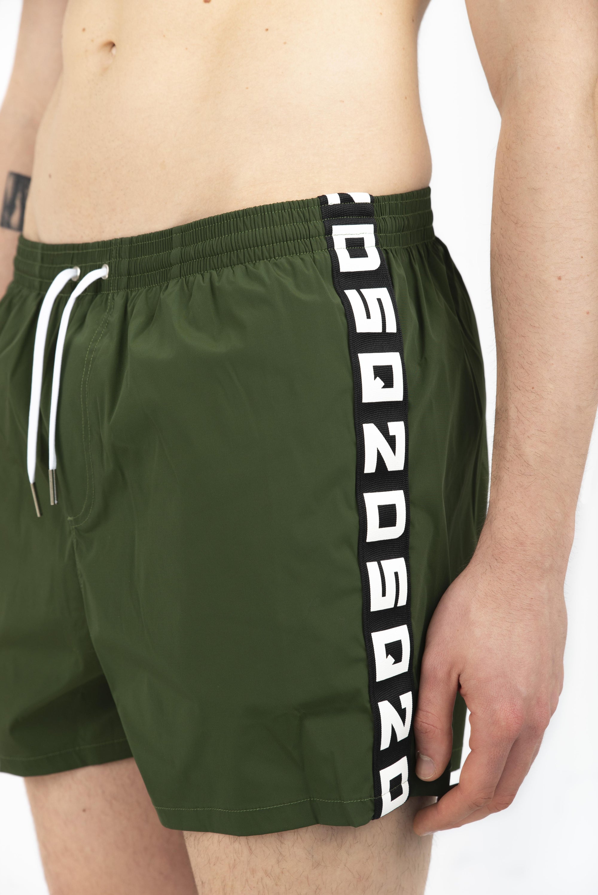 Swim boxer midi verde con bande laterali  D7B626060 302 DSQUARED BEACHWEAR 