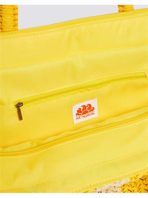 Borsa mare chou in paglia con scritta AW741ABPA100 12300 SUNDEK 