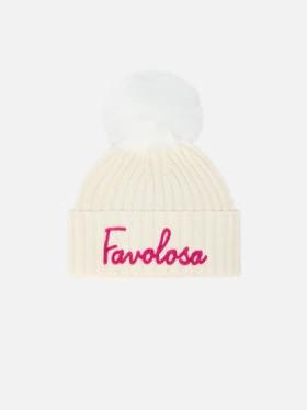 Berretto Wengen Jr F in misto cashmere bianco con ricamo Favolosa WENG007 02077I MC2 SAINT BARTH 