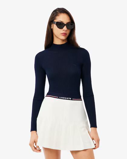 Maglione a collo alto in lana merinos a coste AF4189 166 LACOSTE 