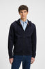 Felpa con cappuccio in terry di cotone con zip e toppa con logo tono su tono